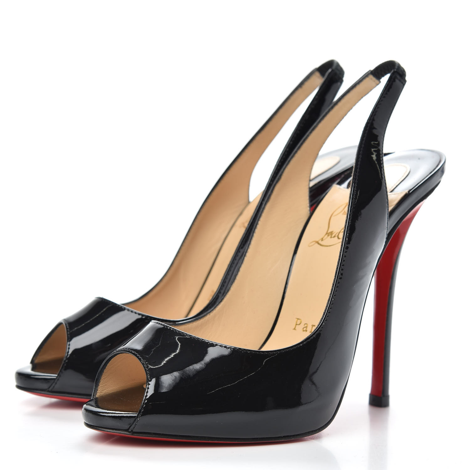 CHRISTIAN LOUBOUTIN Patent Gamma Talon 120 Platform Slingback Peep Toe ...