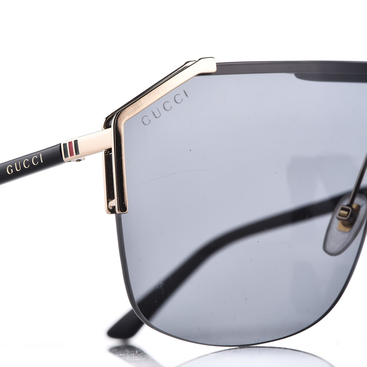 GUCCI Rimless Square GG0291S Sunglasses Black Gold 335705 | FASHIONPHILE