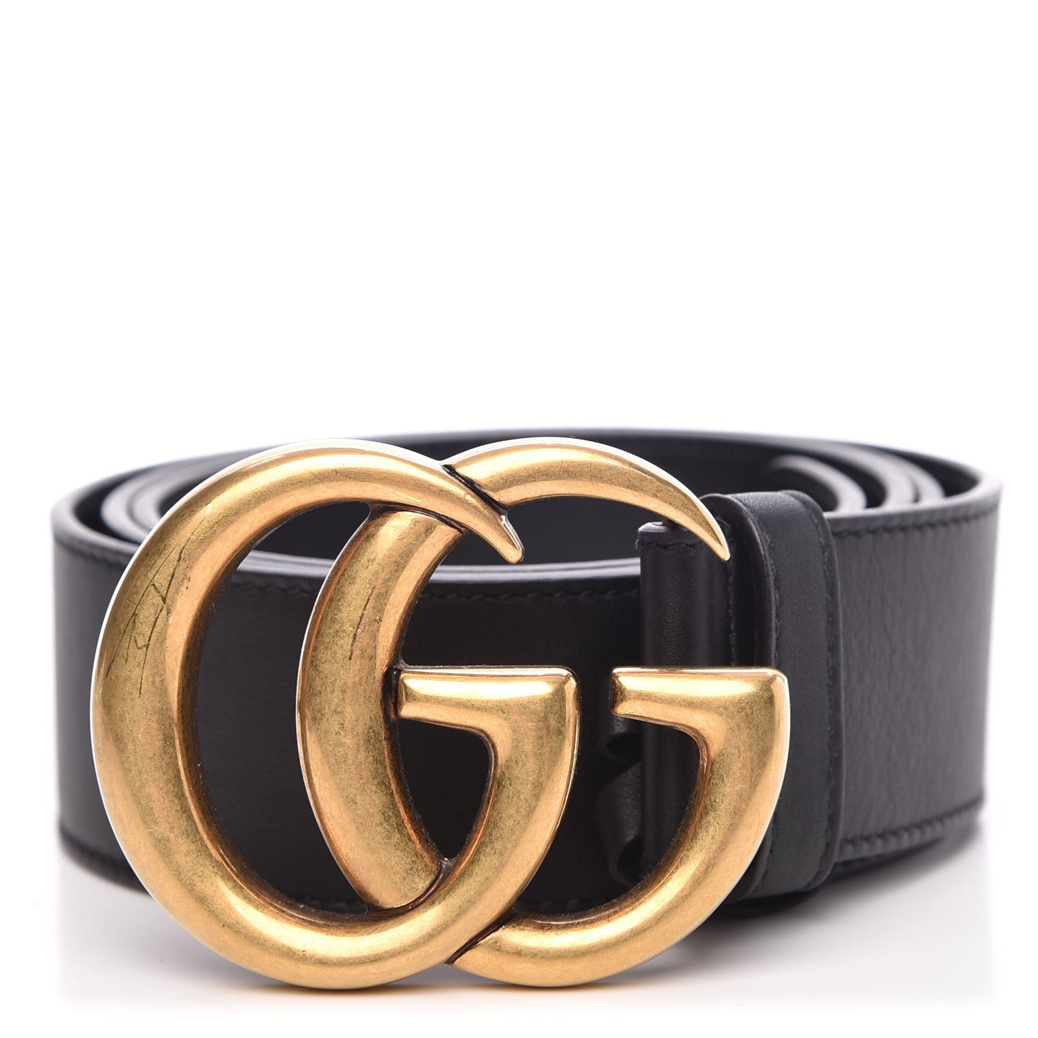 GUCCI Calfskin Double G Belt 90 36 Black 281584