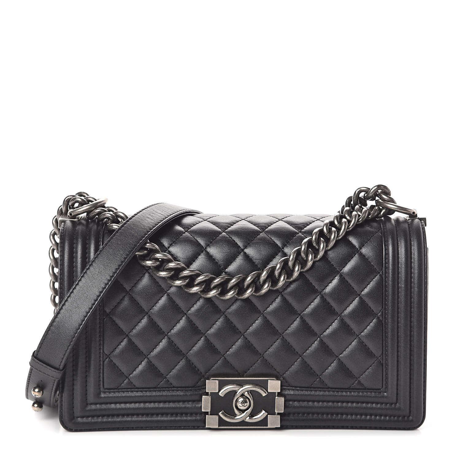 chanel lambskin quilted medium boy flap black