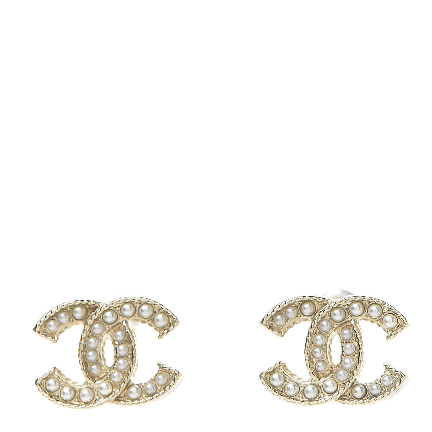 CHANEL Pearl CC Earrings Gold 531256