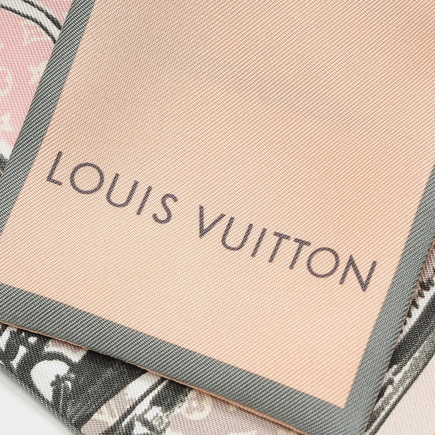 Louis Vuitton Rose Poudre Trunks Print Silk Bandeau Louis Vuitton