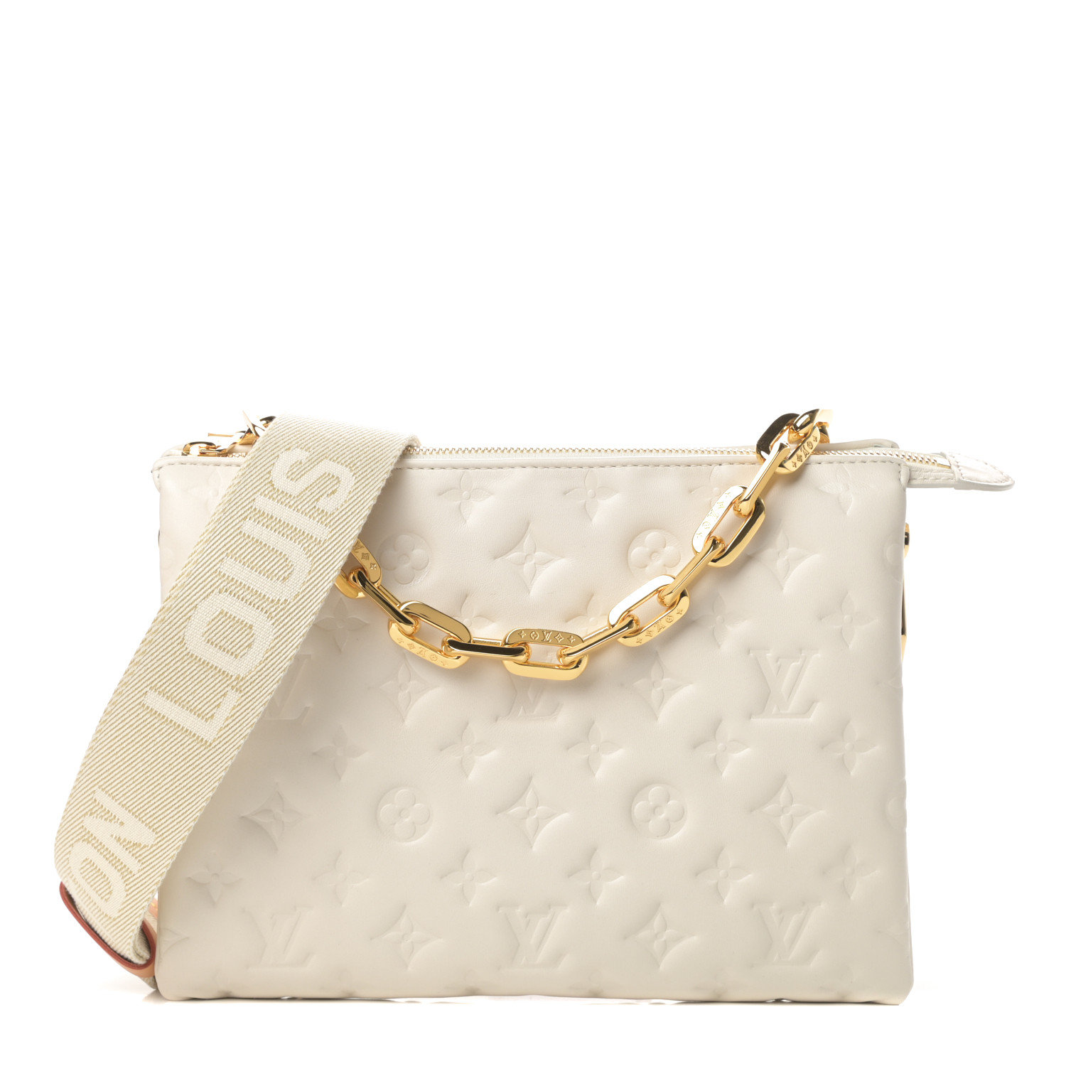 Louis Vuitton Lambskin Embossed Monogram Coussin Pm Cream 7603 Fashionphile