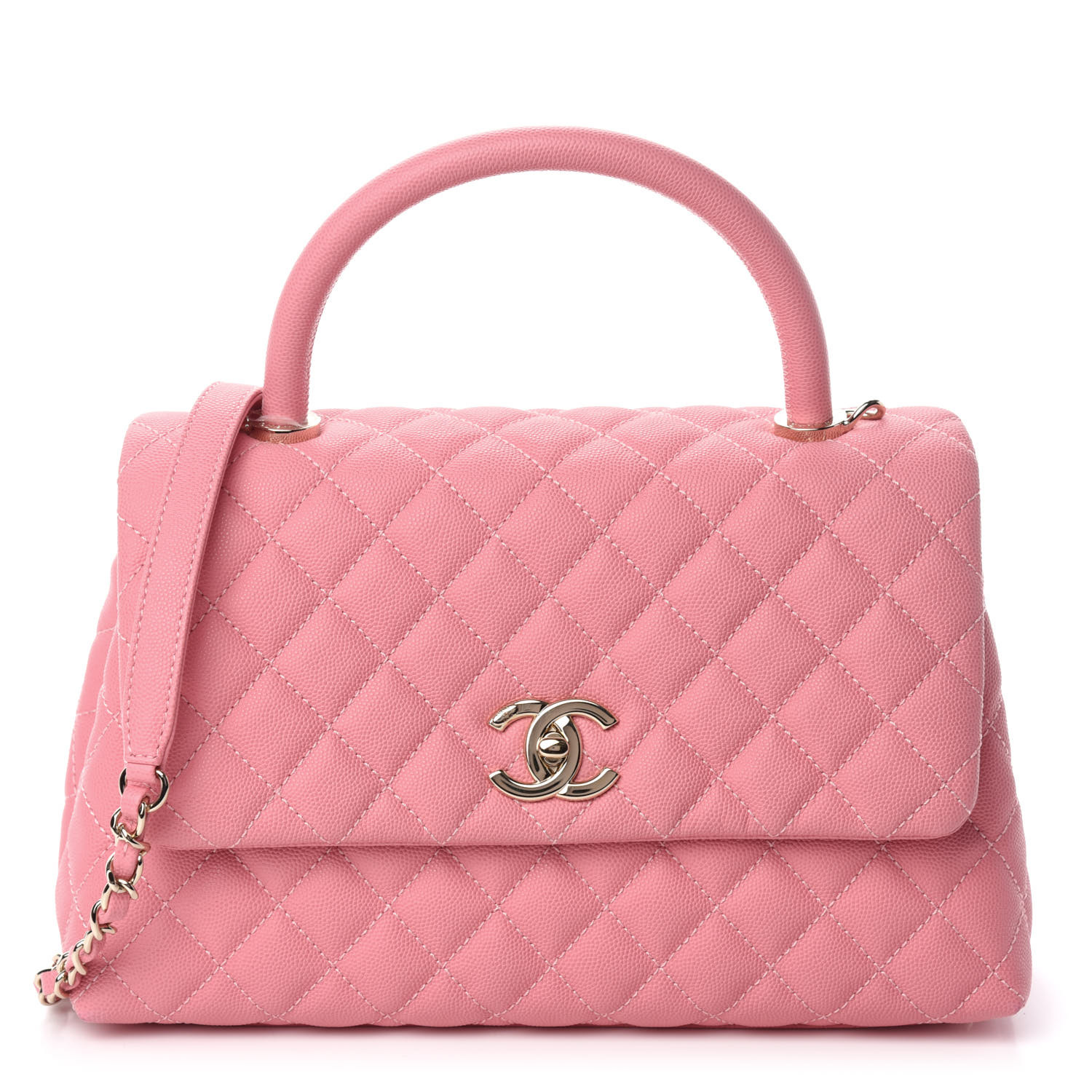 Chanel Caviar Quilted Small Coco Handle Flap Pink Fashionphile