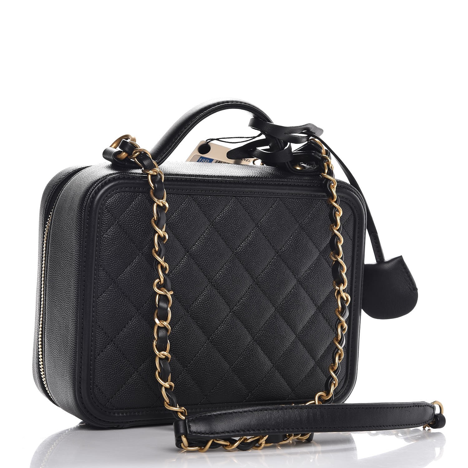 chanel caviar quilted medium cc filigree vanity case