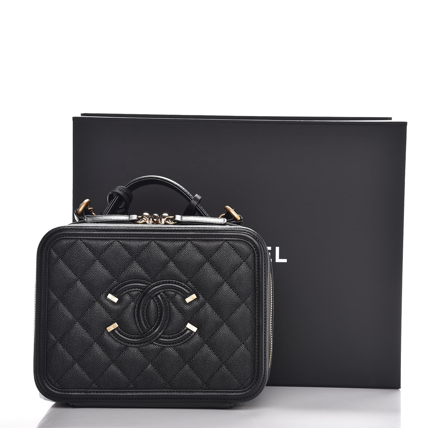 chanel caviar quilted medium cc filigree vanity case