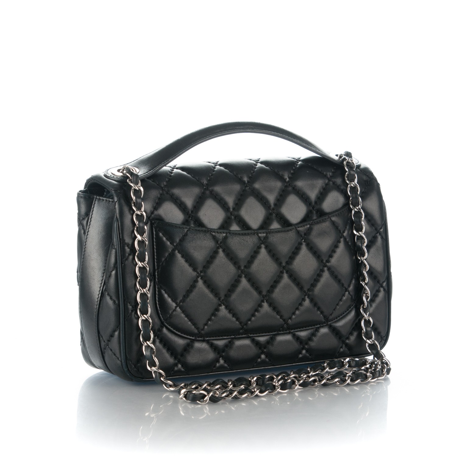 CHANEL Lambskin Quilted Medium Easy Carry Flap Black 174588