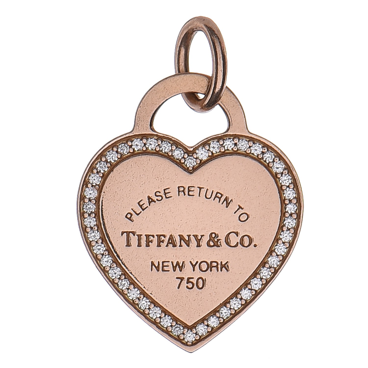 TIFFANY 18K Rose Gold Diamond Return To Tiffany Heart Tag Charm 261198