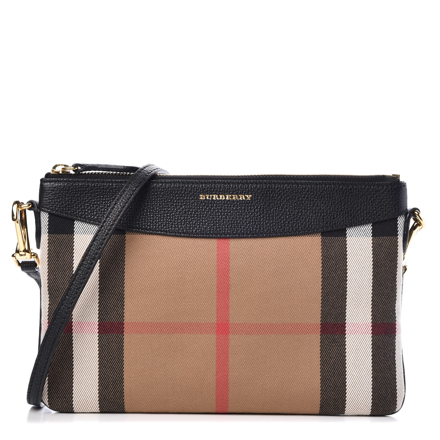 BURBERRY House Check Derby Peyton Crossbody Clutch Bag Black 304407