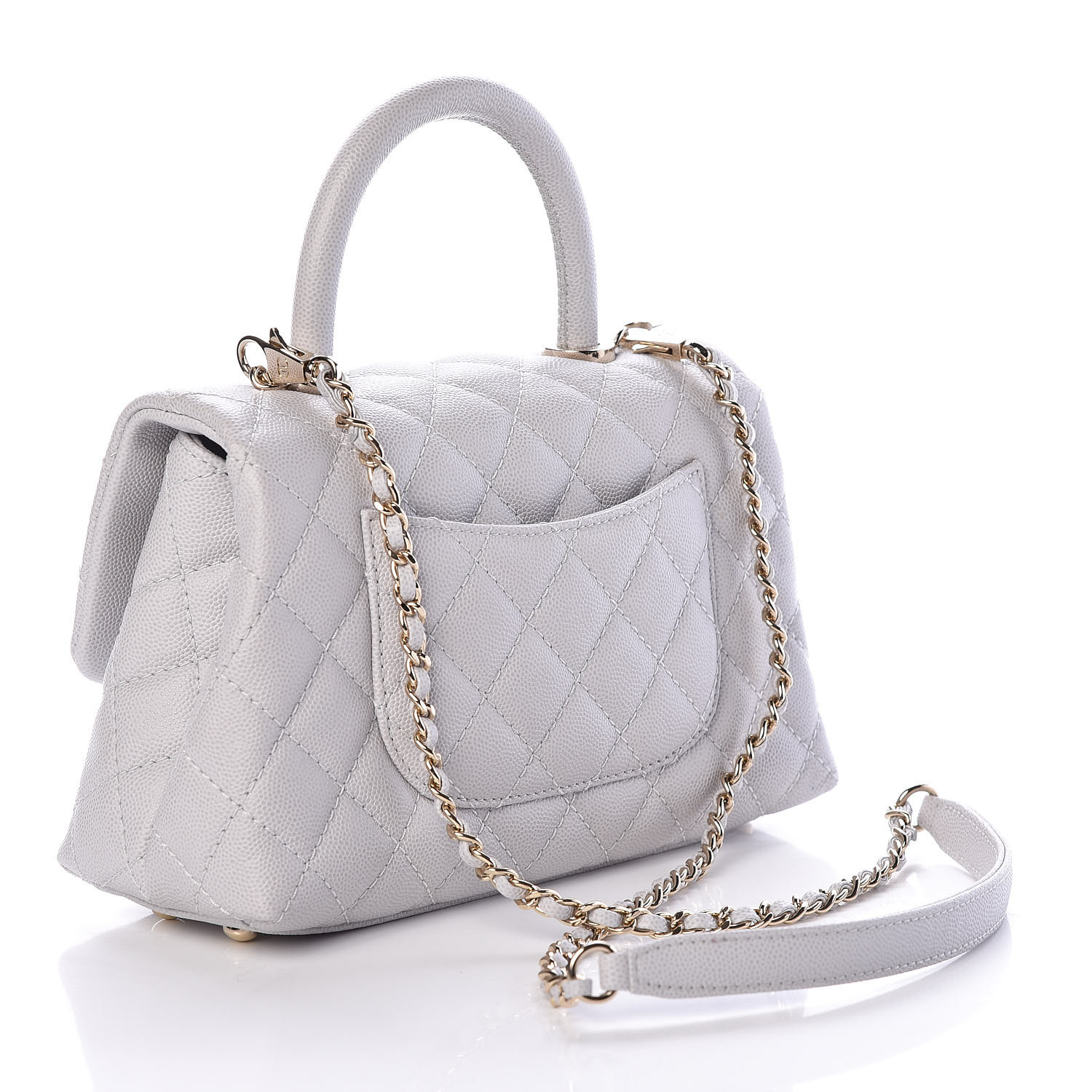 chanel coco handle light grey