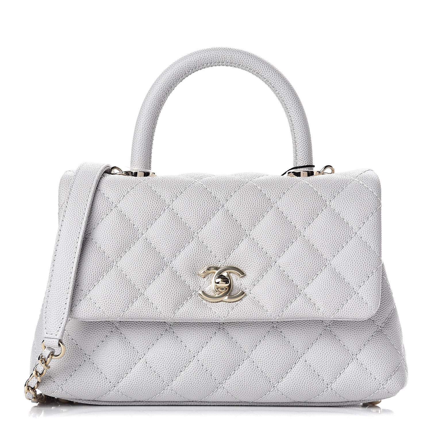 chanel coco handle light grey