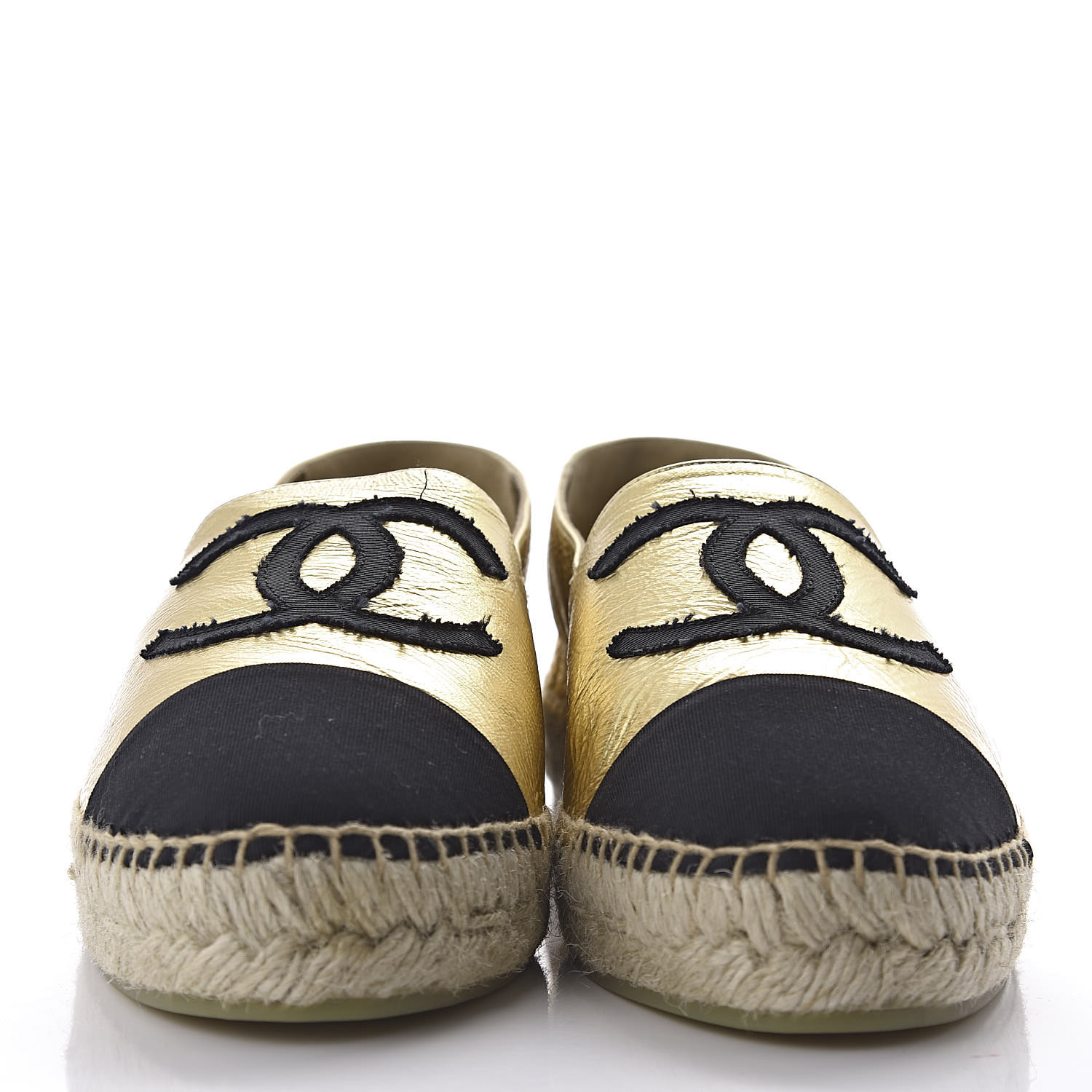 chanel espadrilles gold and black