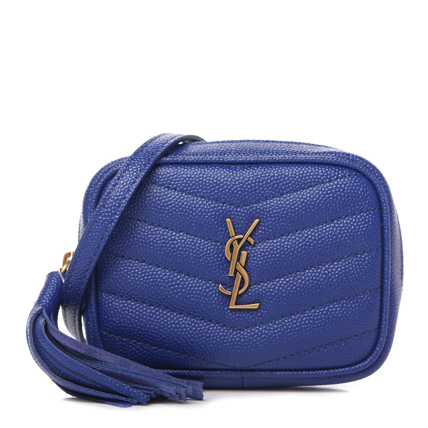 Saint Laurent Grain De Poudre Matelasse Monogram Baby Lou Camera Bag Sapphire Blue Fashionphile