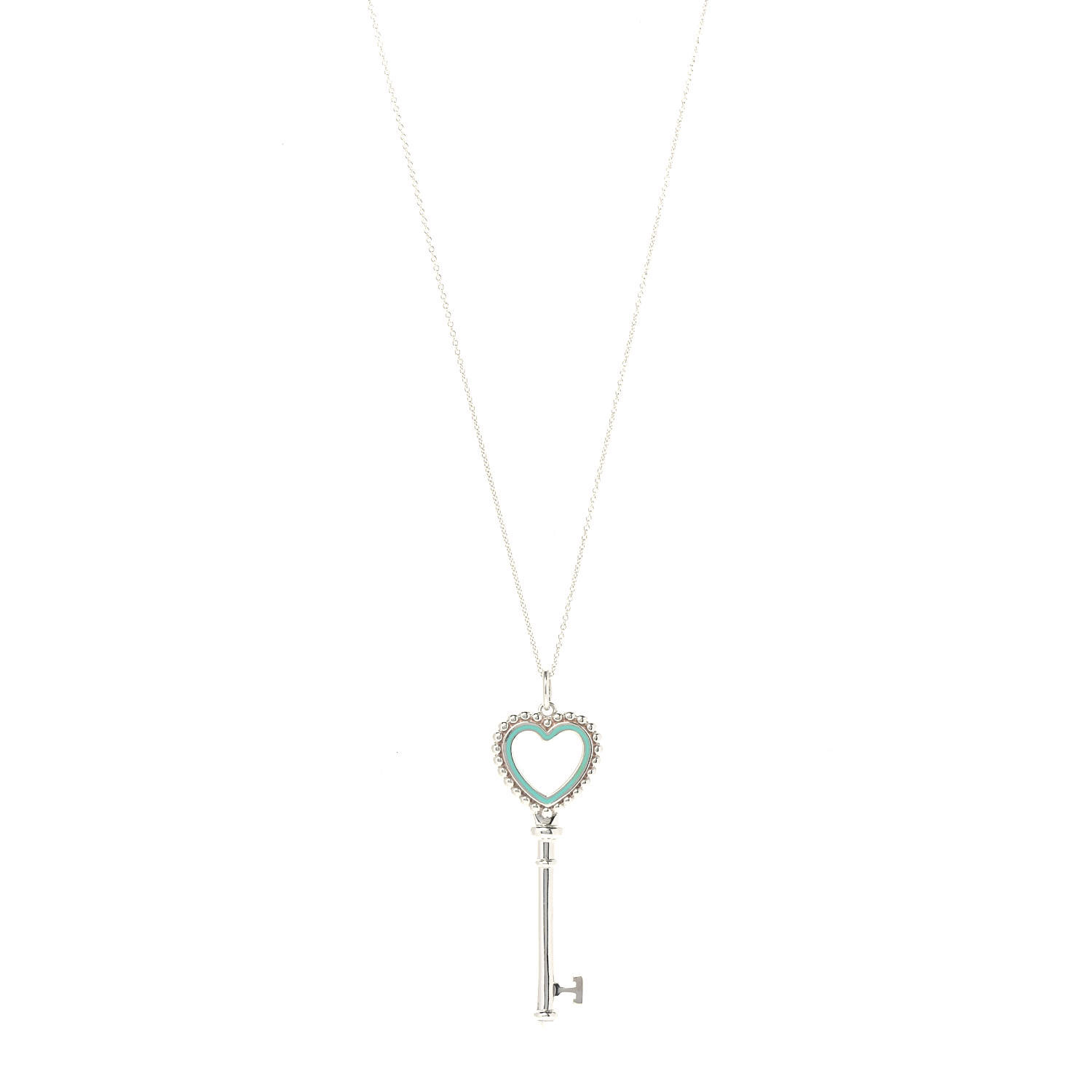 tiffany beaded heart key pendant