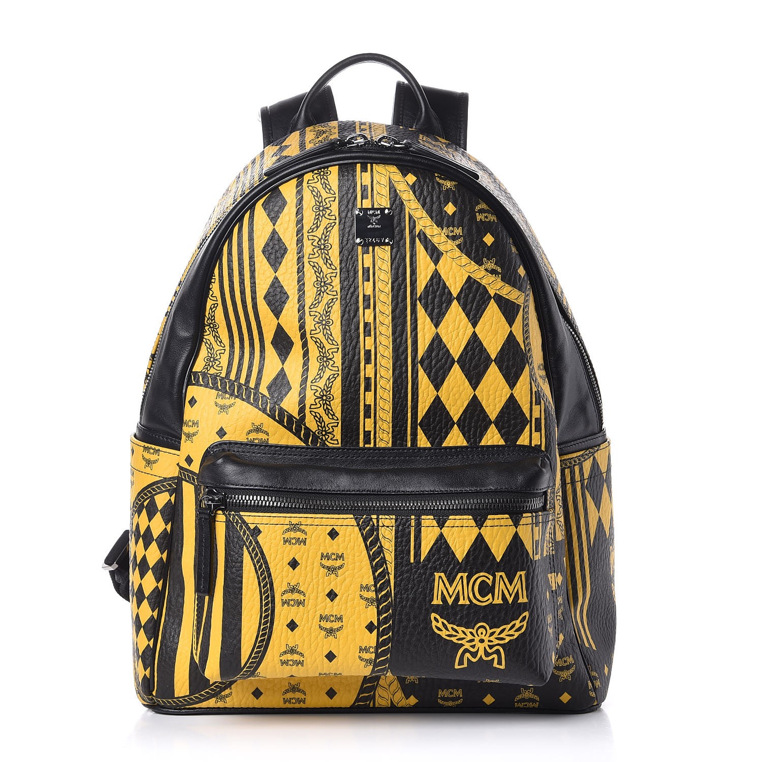 MCM Visetos Baroque Print Medium Stark Backpack Black Sahara 308581