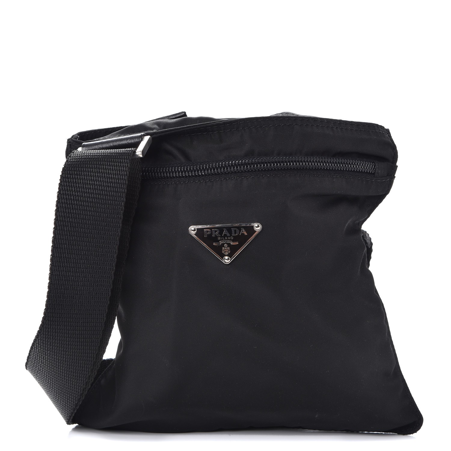 PRADA Tessuto Nylon Small Messenger Bag Nero Black 250943 | FASHIONPHILE