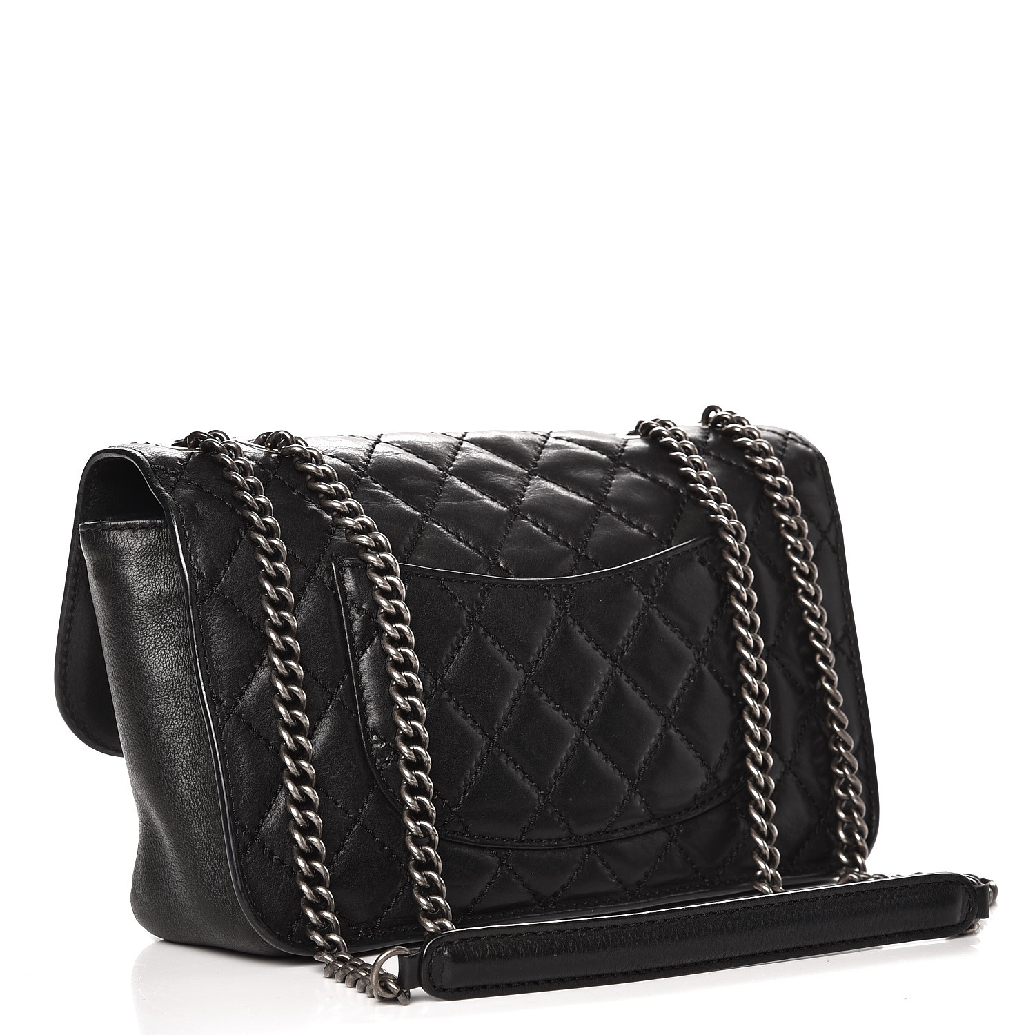 CHANEL Calfskin Stitched Quilted Flap Black 251203