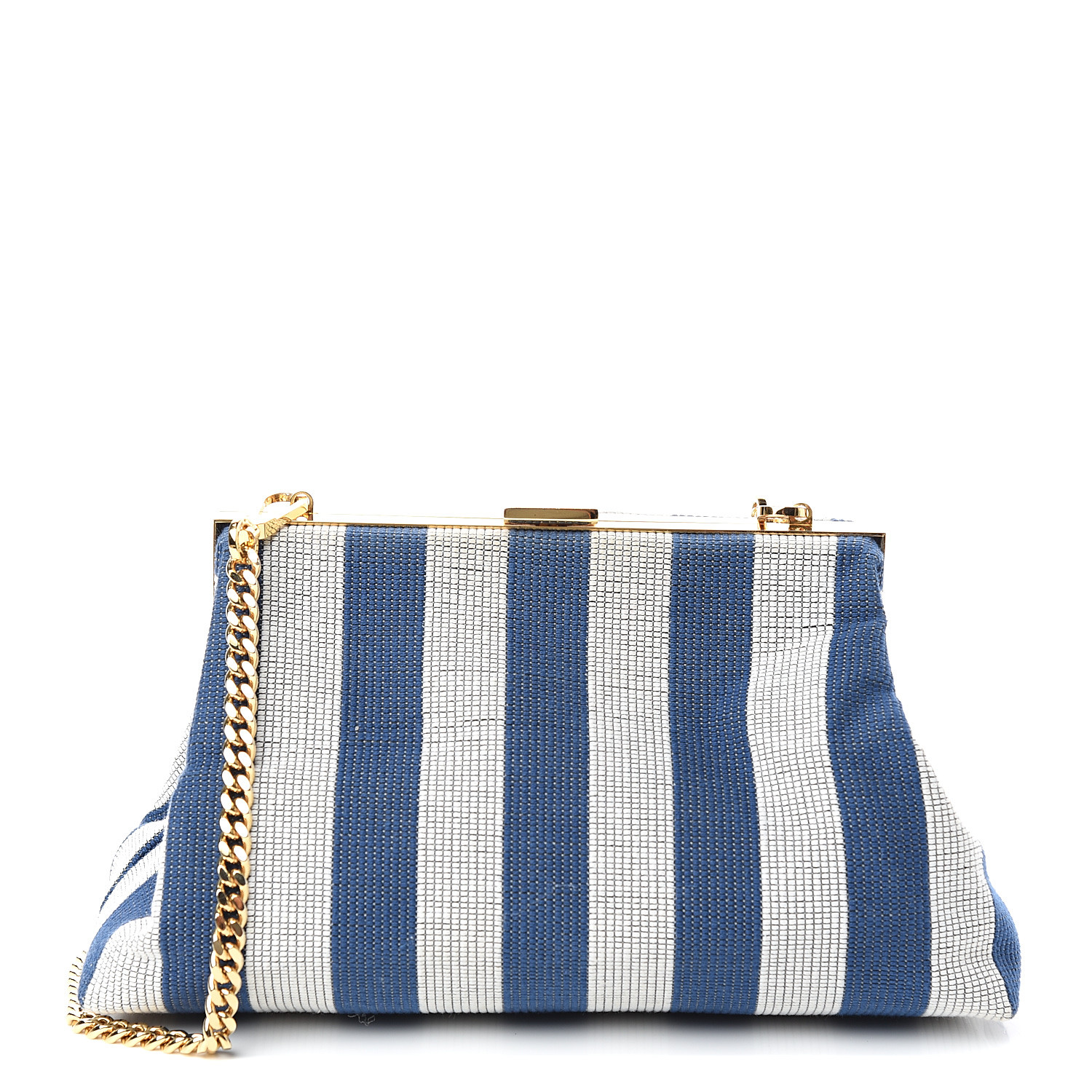 blue and white clutch