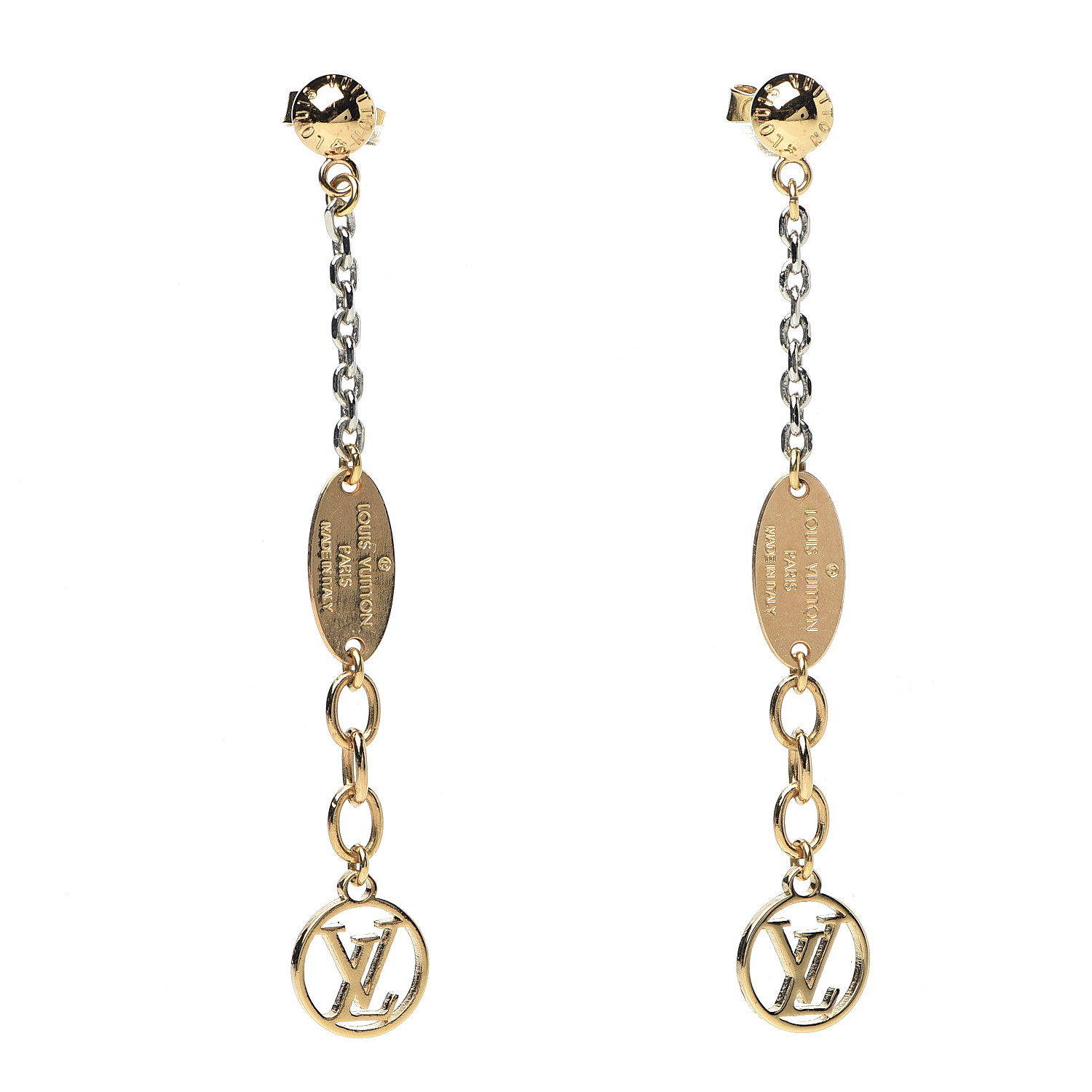Louis Vuitton Sylvania M65938 Wood Gold Plated Earrings Stud Set of 3 Black