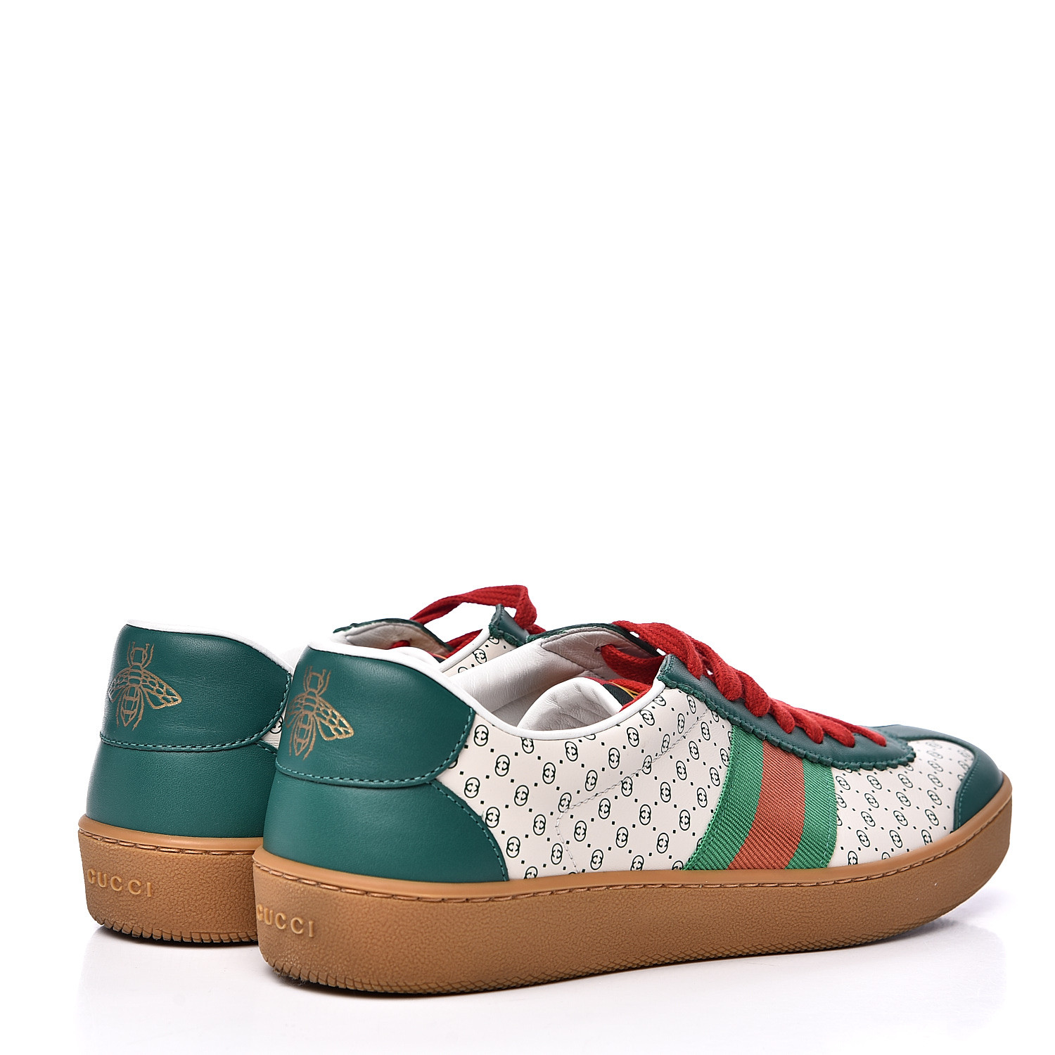 GUCCI GG Micro Monogram Calfskin Dapper Dan G74 Sneakers 39.5 Green 540133