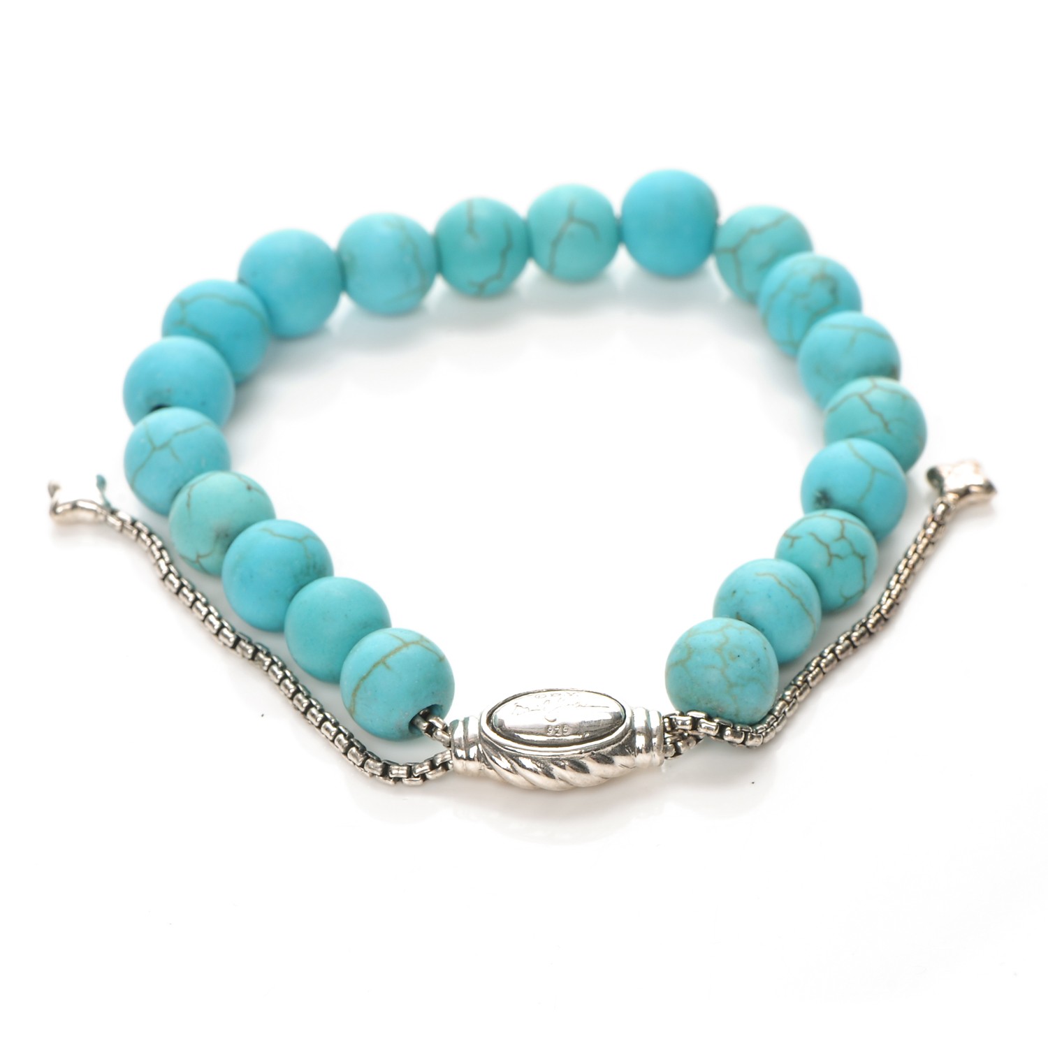 DAVID YURMAN Sterling Silver Turquoise Spiritual Beads 8mm Bracelet 202146