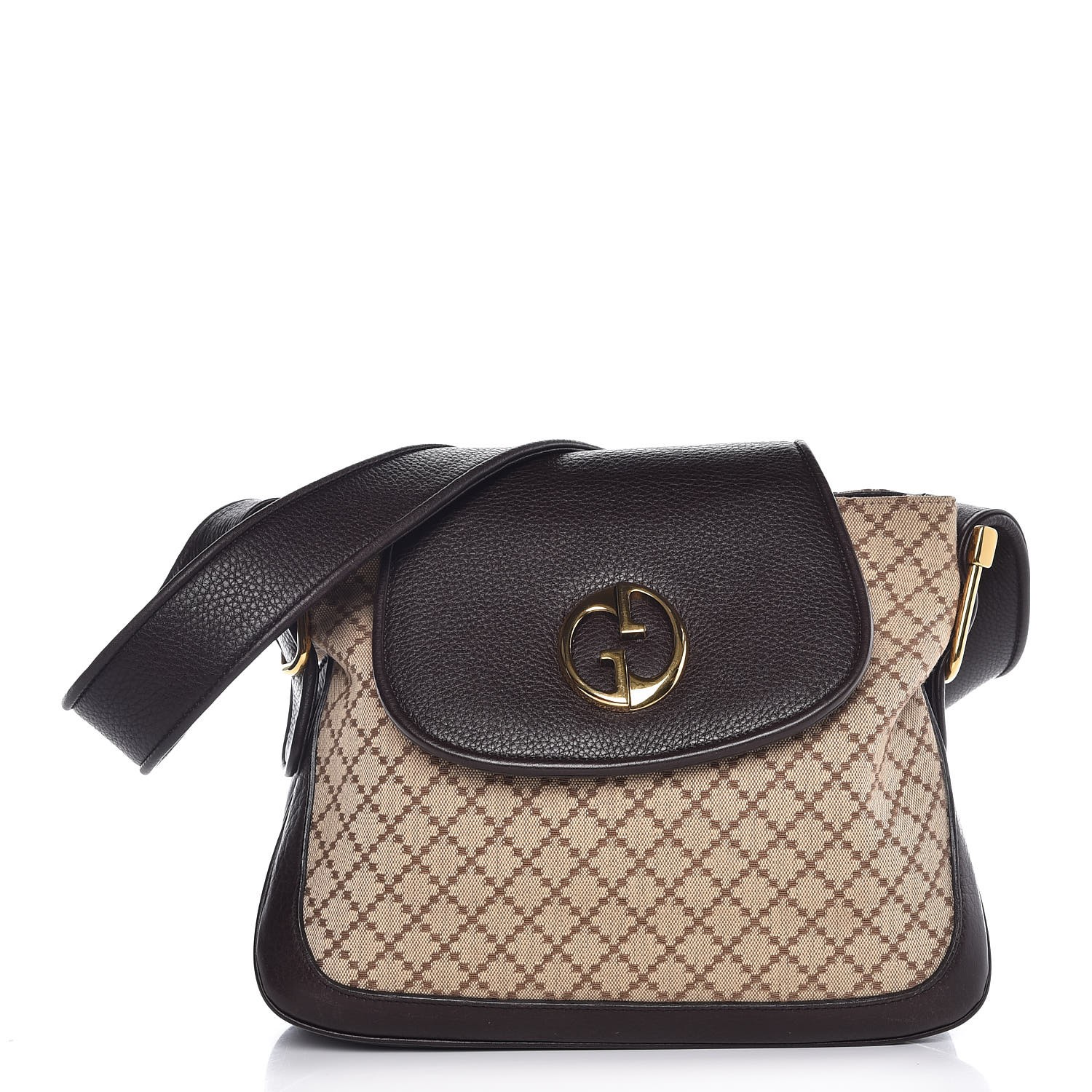 gucci brown diamante canvas shoulder bag