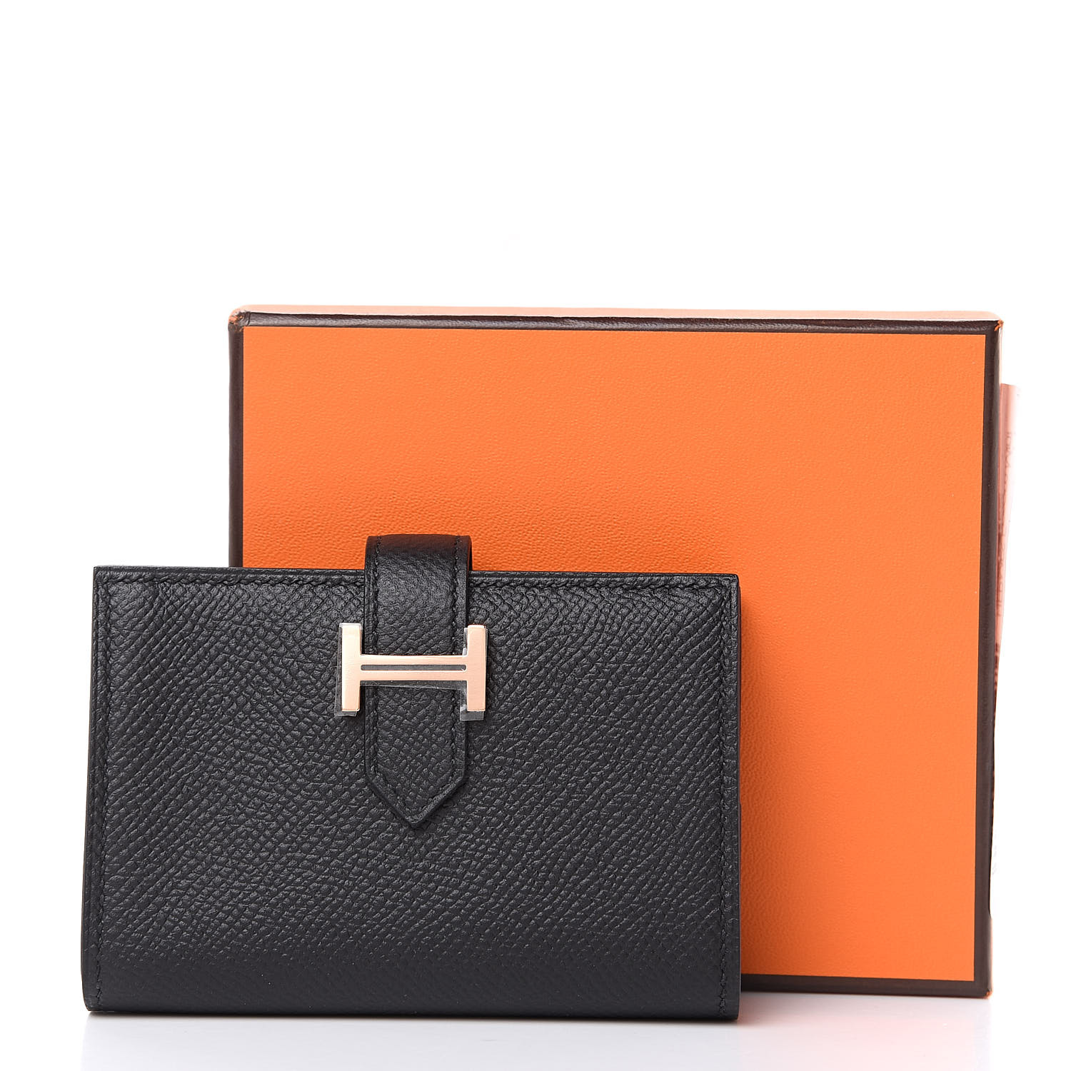 HERMES Epsom Mini Bearn Wallet Black 497527 | FASHIONPHILE