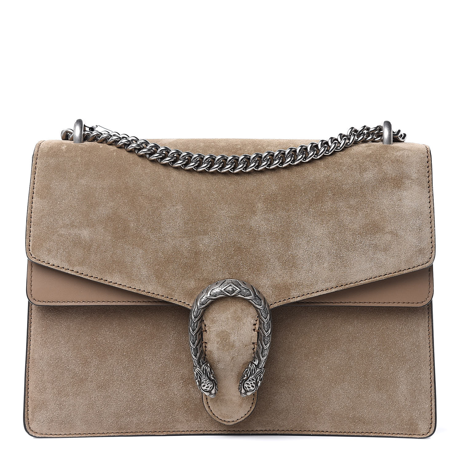 GUCCI Suede Medium Dionysus Shoulder Bag Taupe 499908