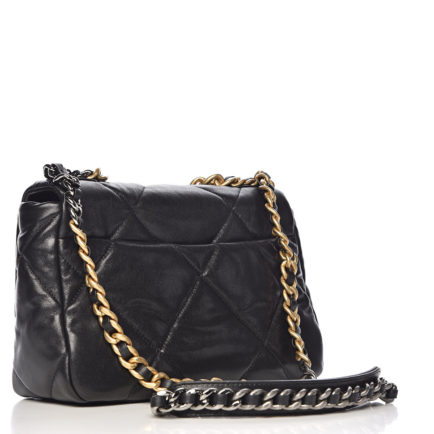 CHANEL Lambskin Quilted Medium Chanel 19 Flap Black 499831 | FASHIONPHILE