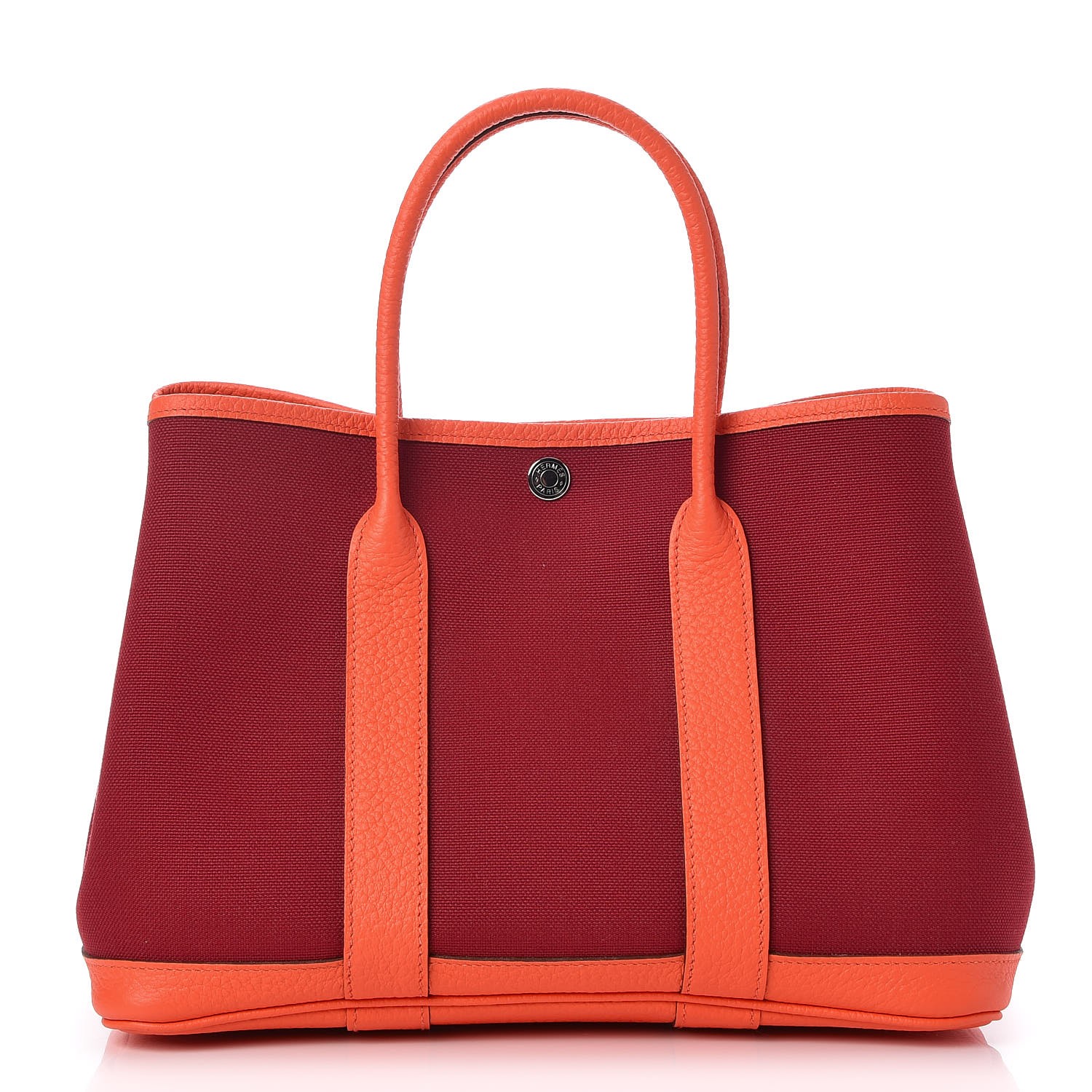 HERMES Military Toile Vache Country Garden Party Tote 30 Rouge Grenant ...