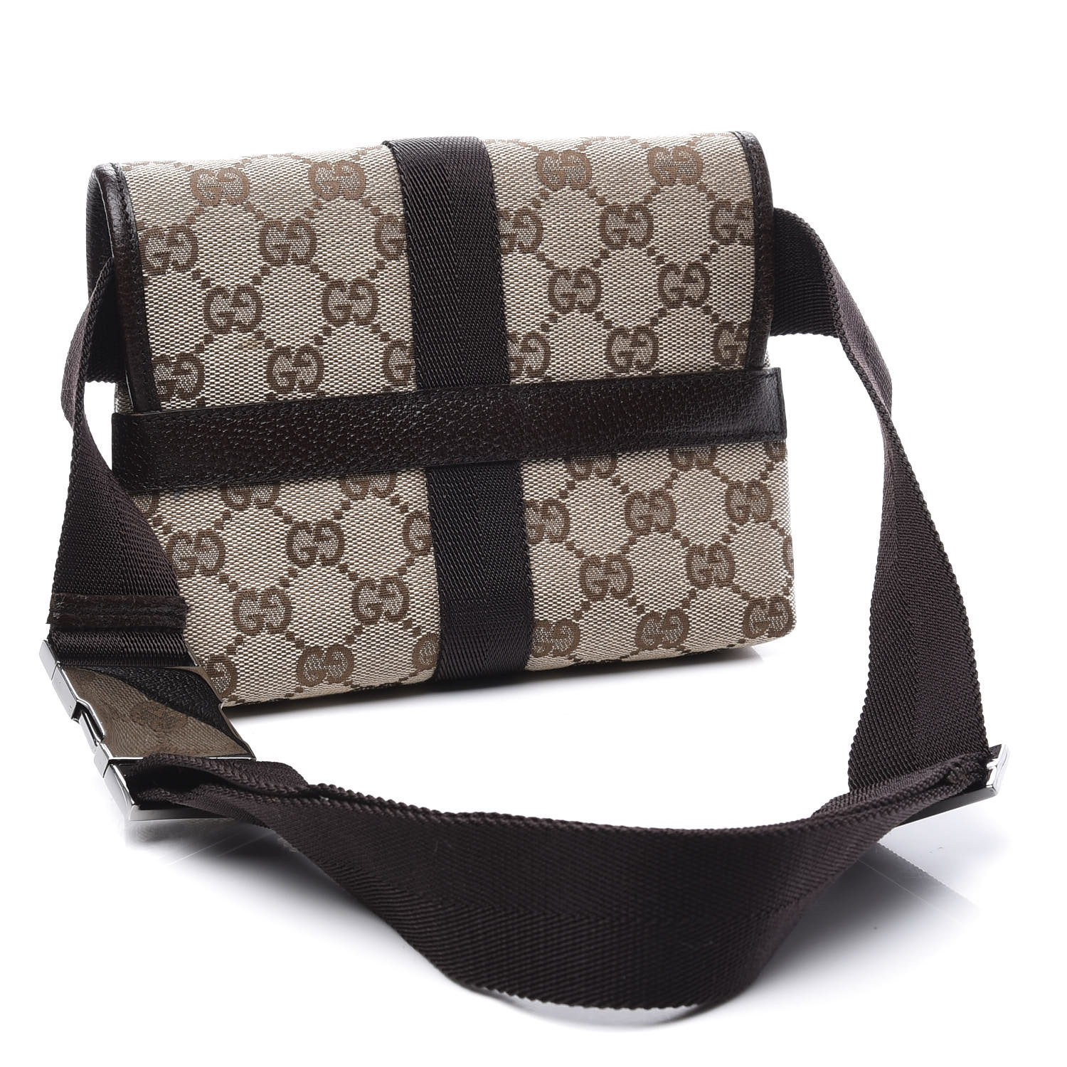 GUCCI Monogram Waist Pouch Bag Dark Brown 583979