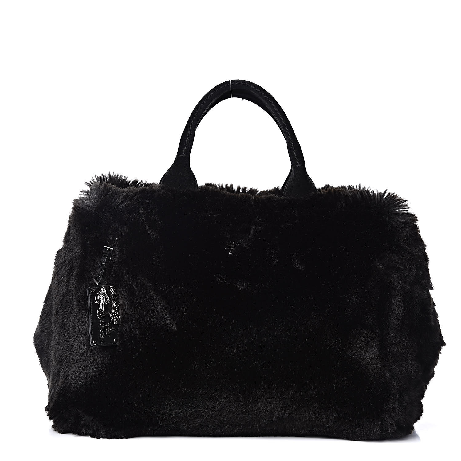 black faux fur handbag