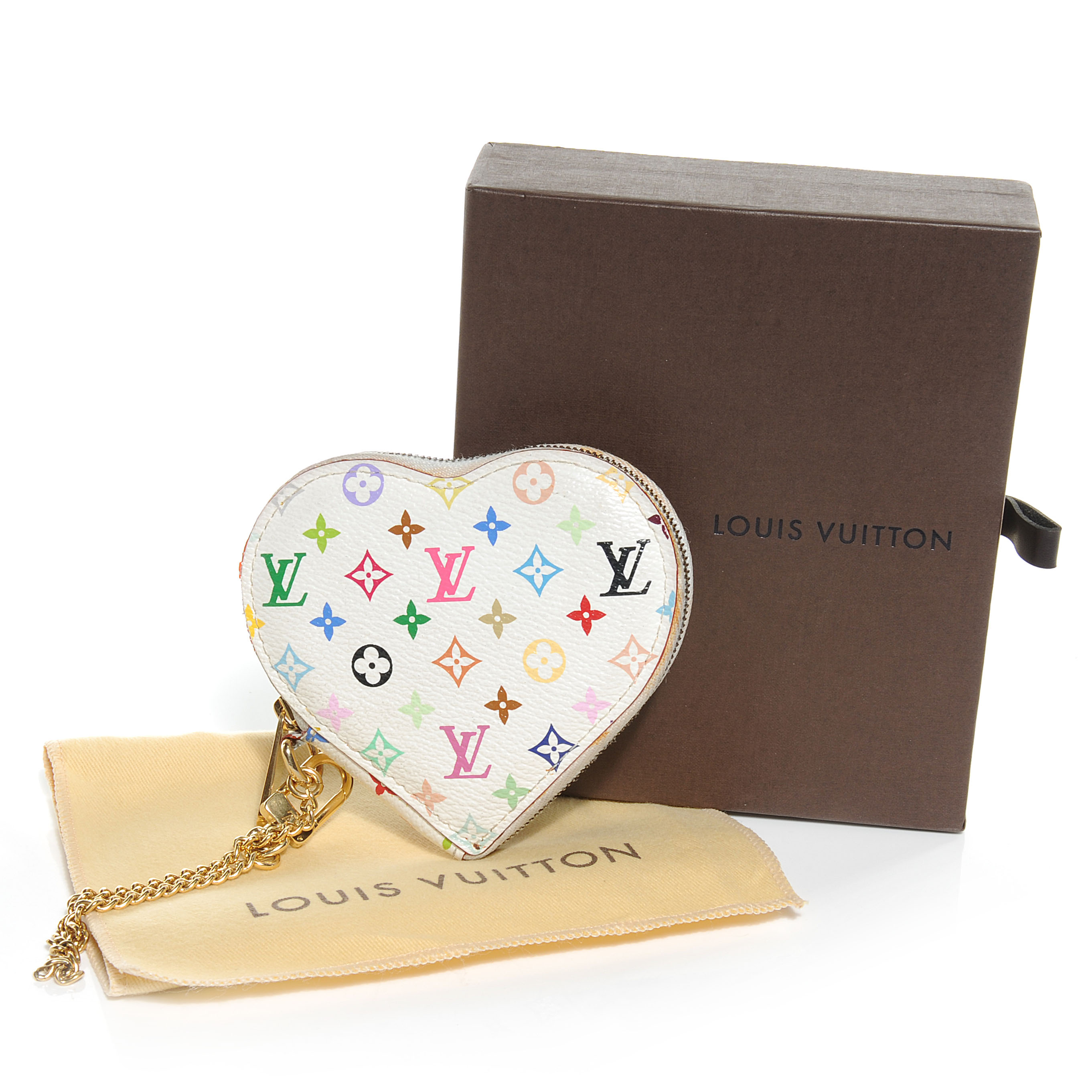 LOUIS VUITTON Monogram Multicolor Coeur Heart Coin Purse White, FASHIONPHILE