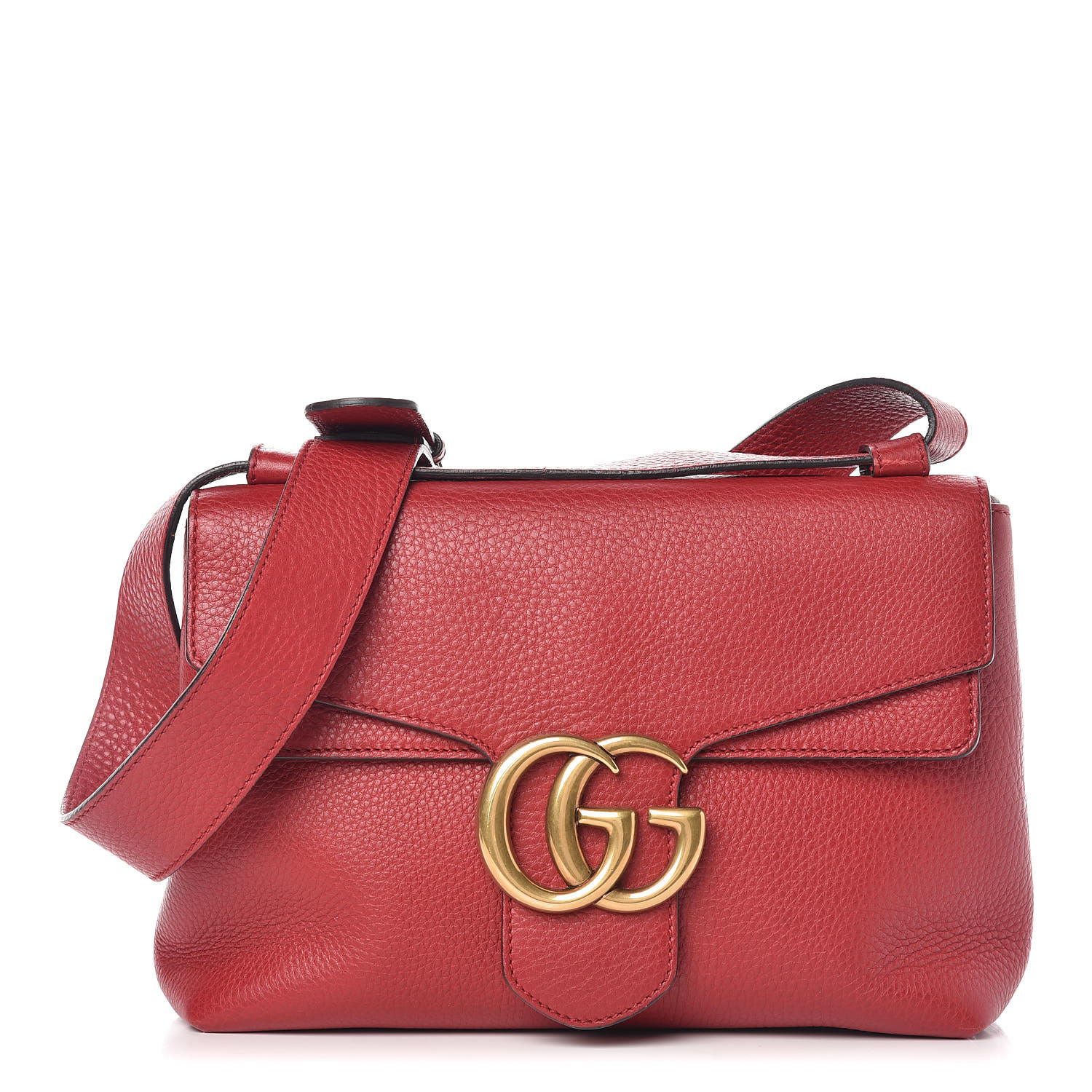 GUCCI Calfskin GG Marmont Shoulder Bag Red 379700