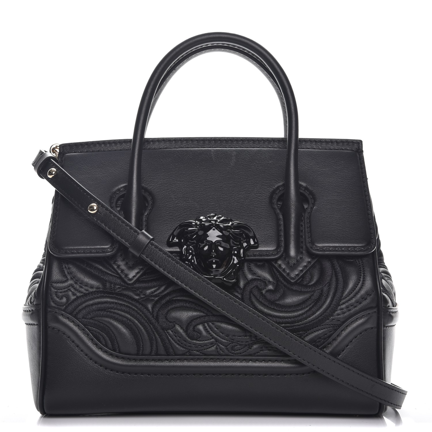 versace embroidered baroque shoulder bag