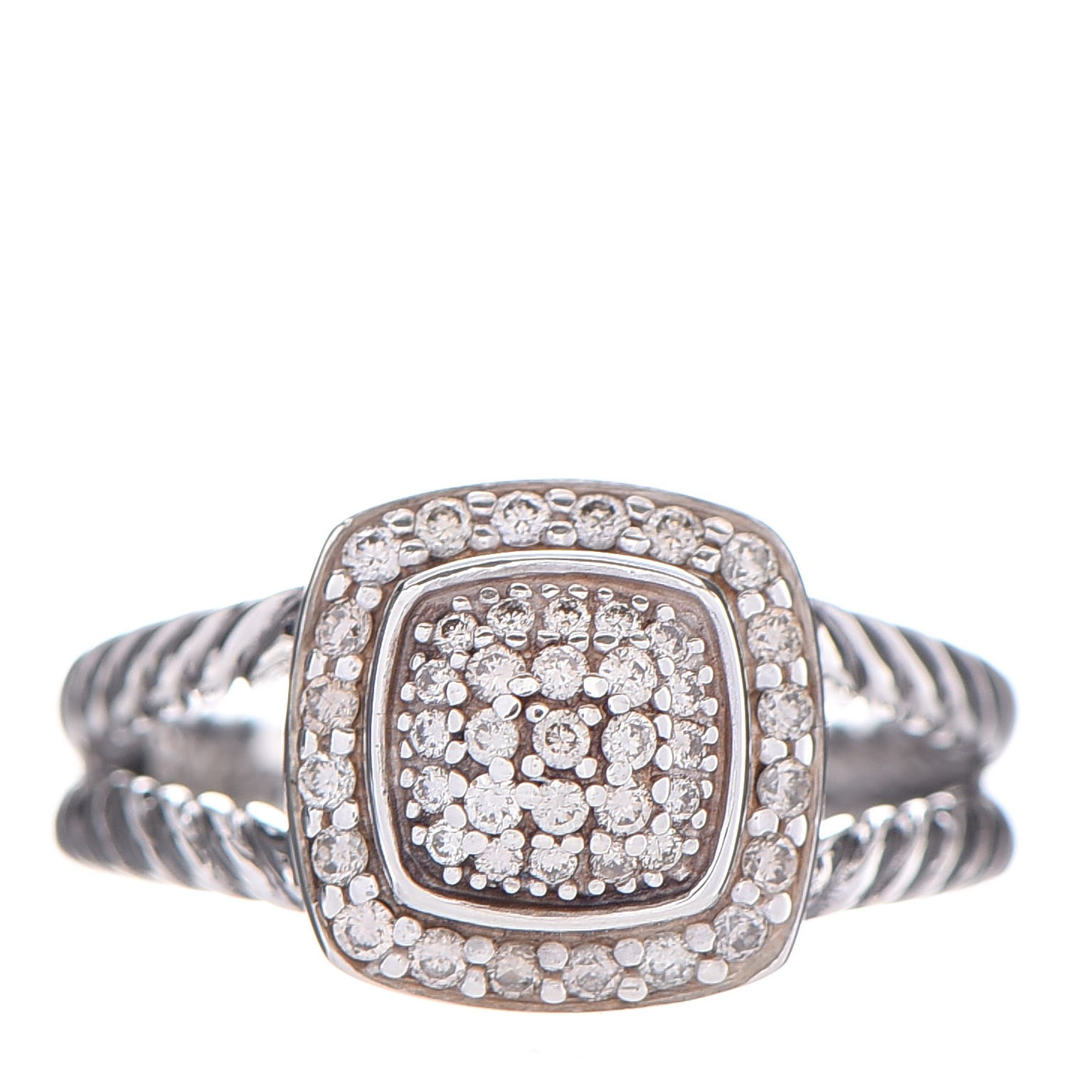 DAVID YURMAN Sterling Silver Pave Diamond 7mm Petite Albion Ring 51.9 6 ...