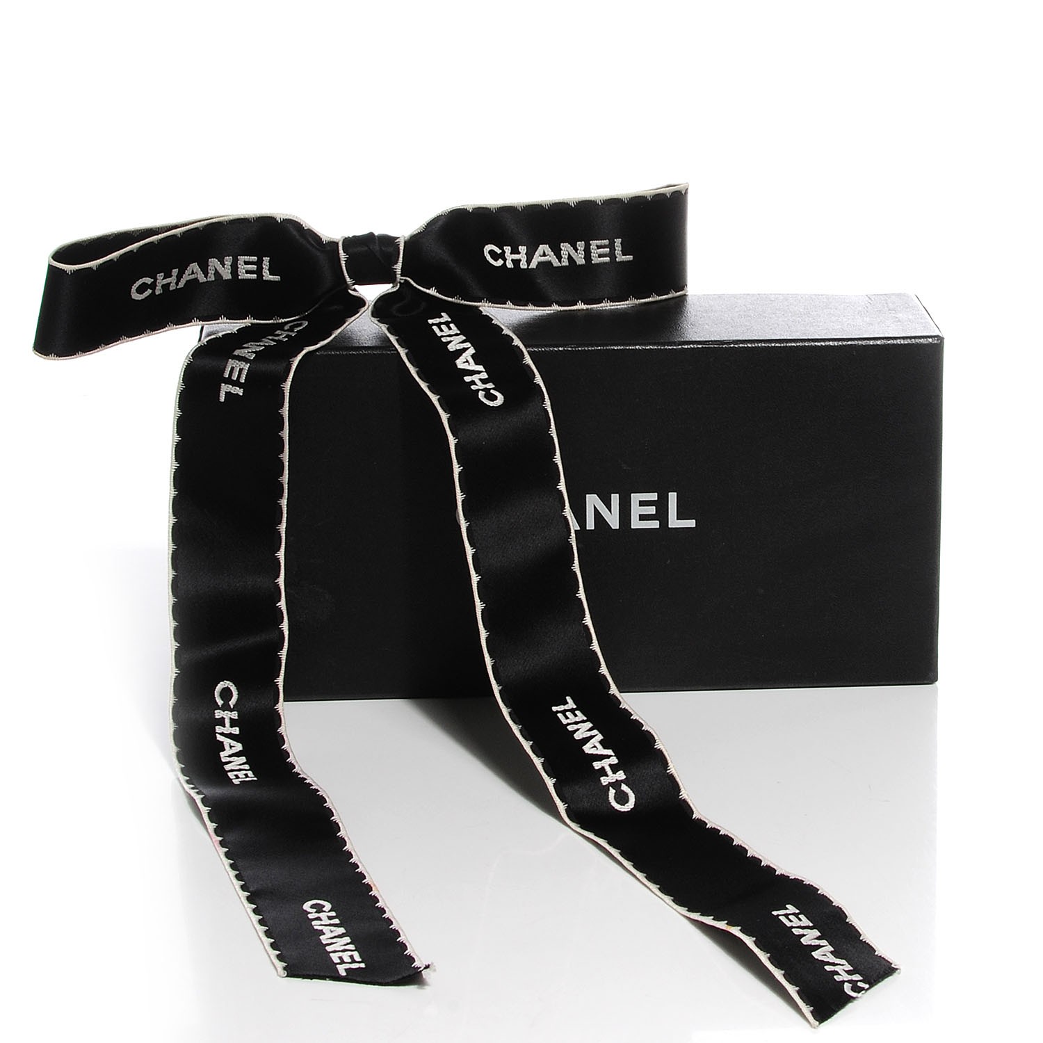 CHANEL Ribbon Brooch Black 92214