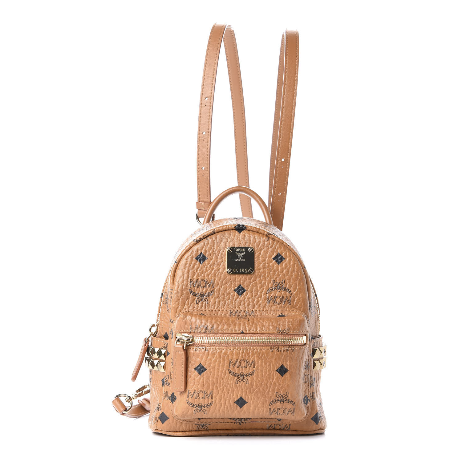 Mcm Visetos Side Stud X Mini Stark Bebe Boo Backpack Cognac Fashionphile