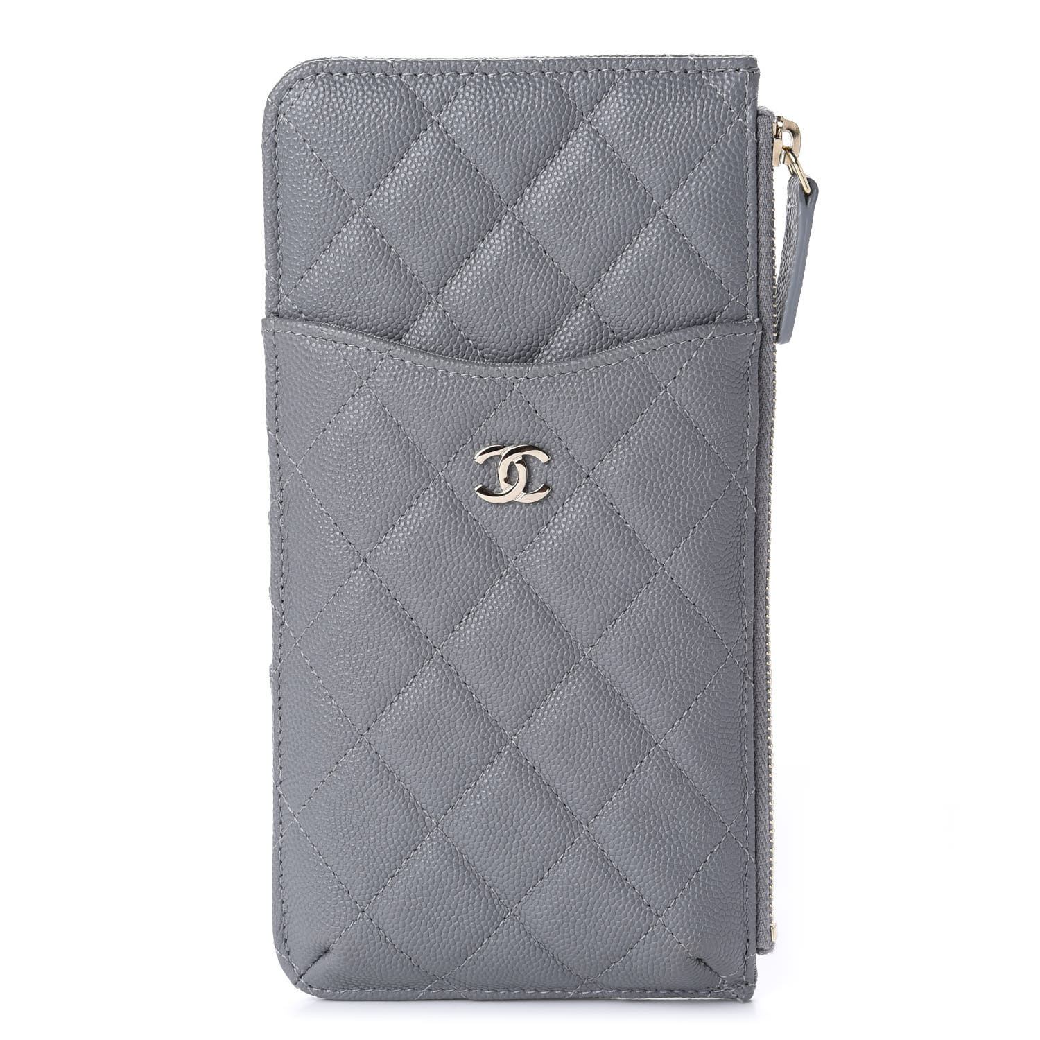 Chanel Caviar Quilted Classic Iphone Pouch Grey