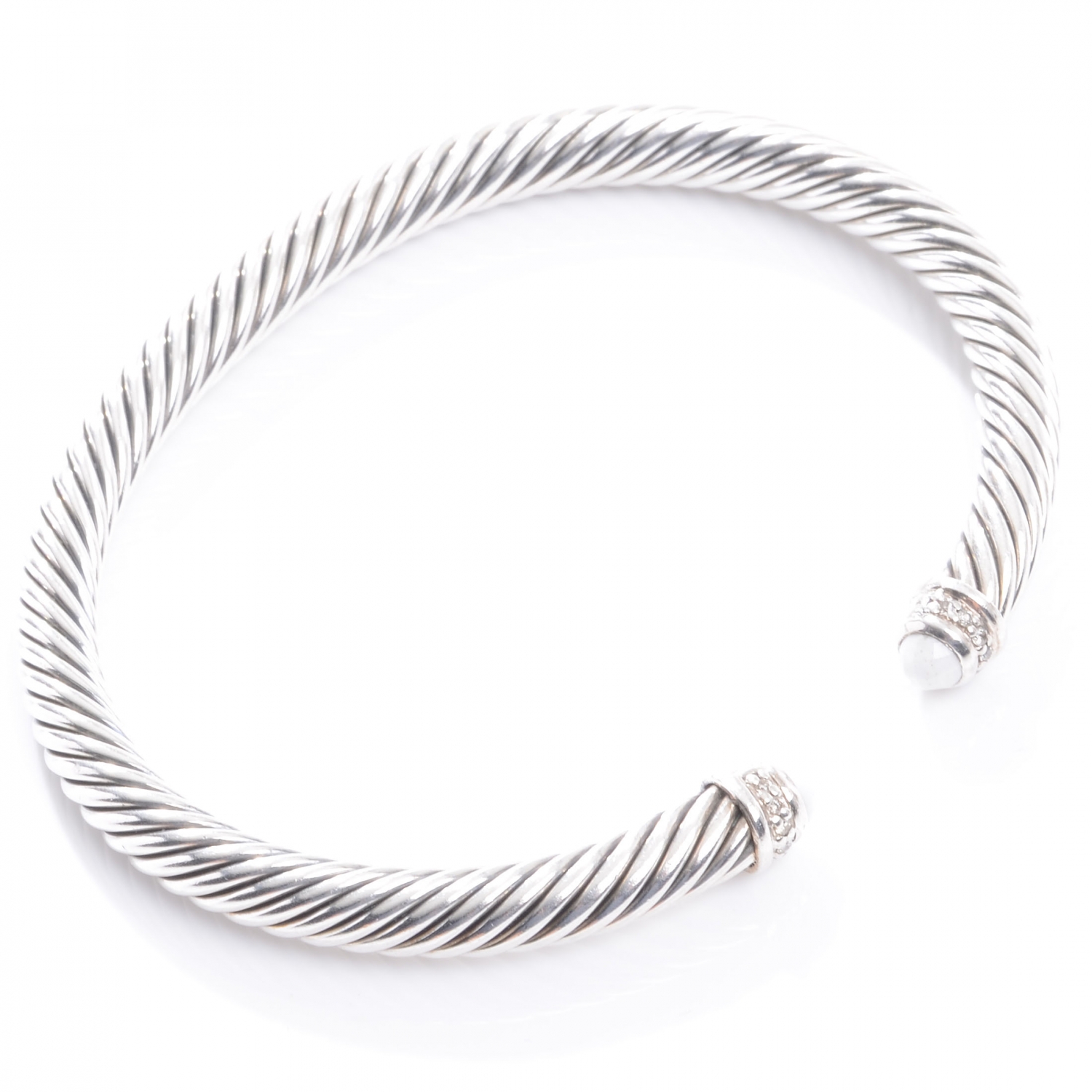 DAVID YURMAN Sterling Silver Diamond White Agate 5mm Cable Classics ...