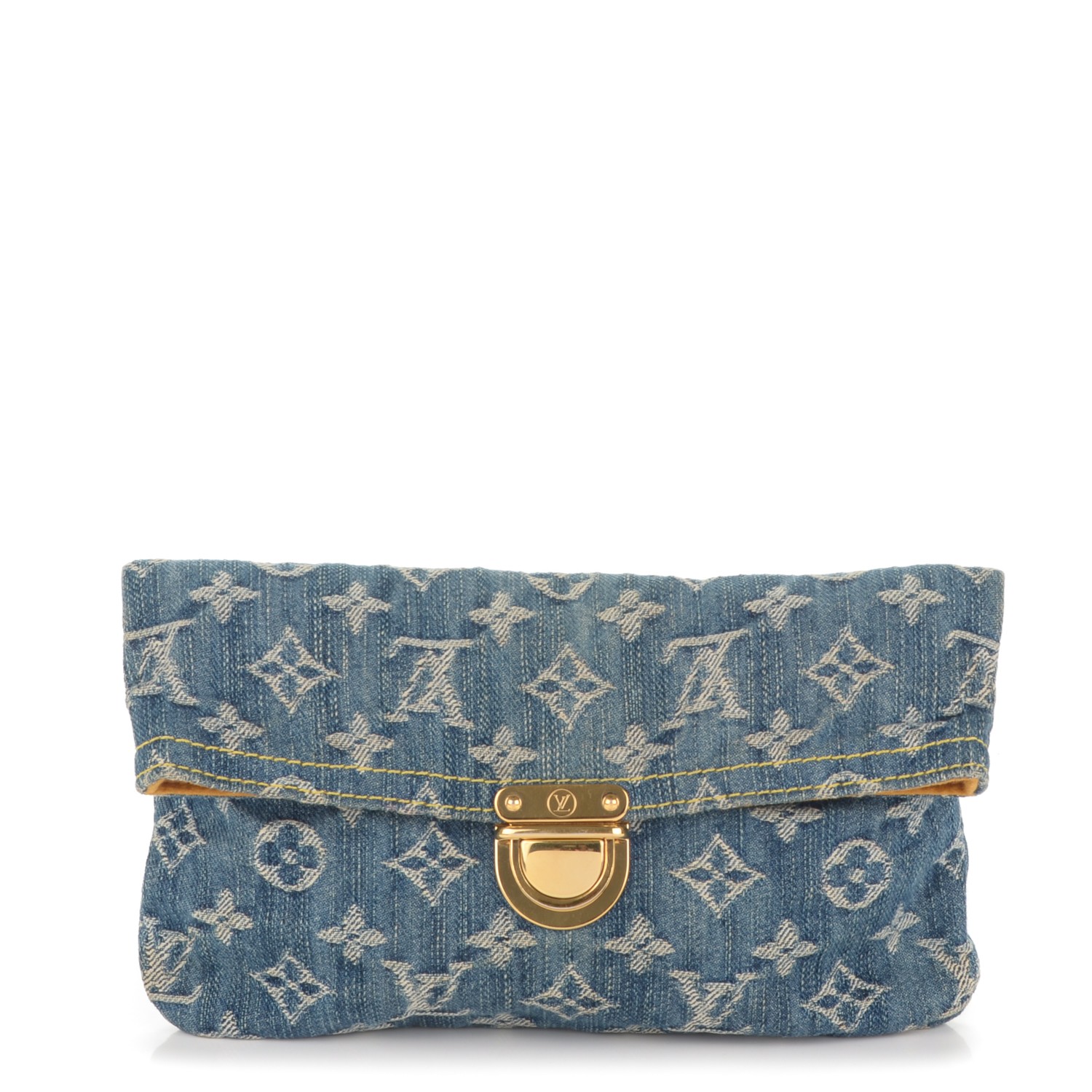 Louis Vuitton 2019 Blue Malletage Denim Trunk Clutch Crossbody Bag