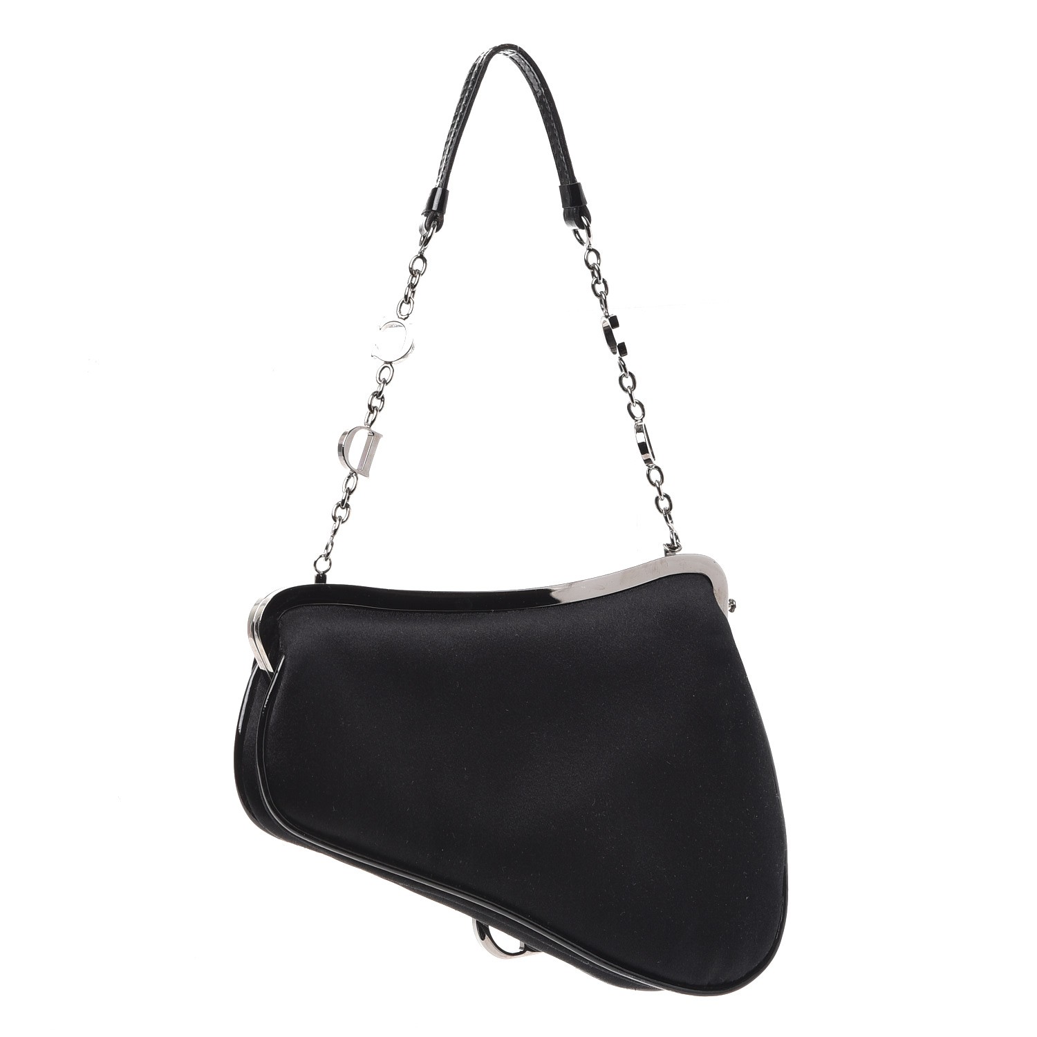 CHRISTIAN DIOR Nylon Mini Saddle Bag Black 326830