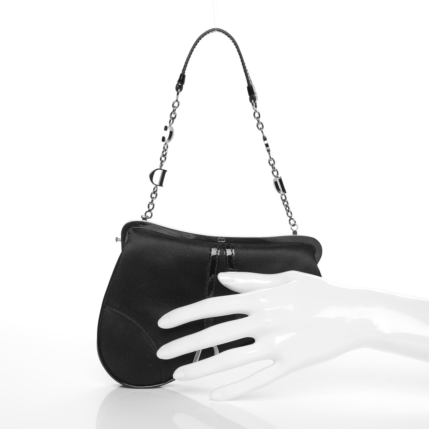 CHRISTIAN DIOR Nylon Mini Saddle Bag Black 326830