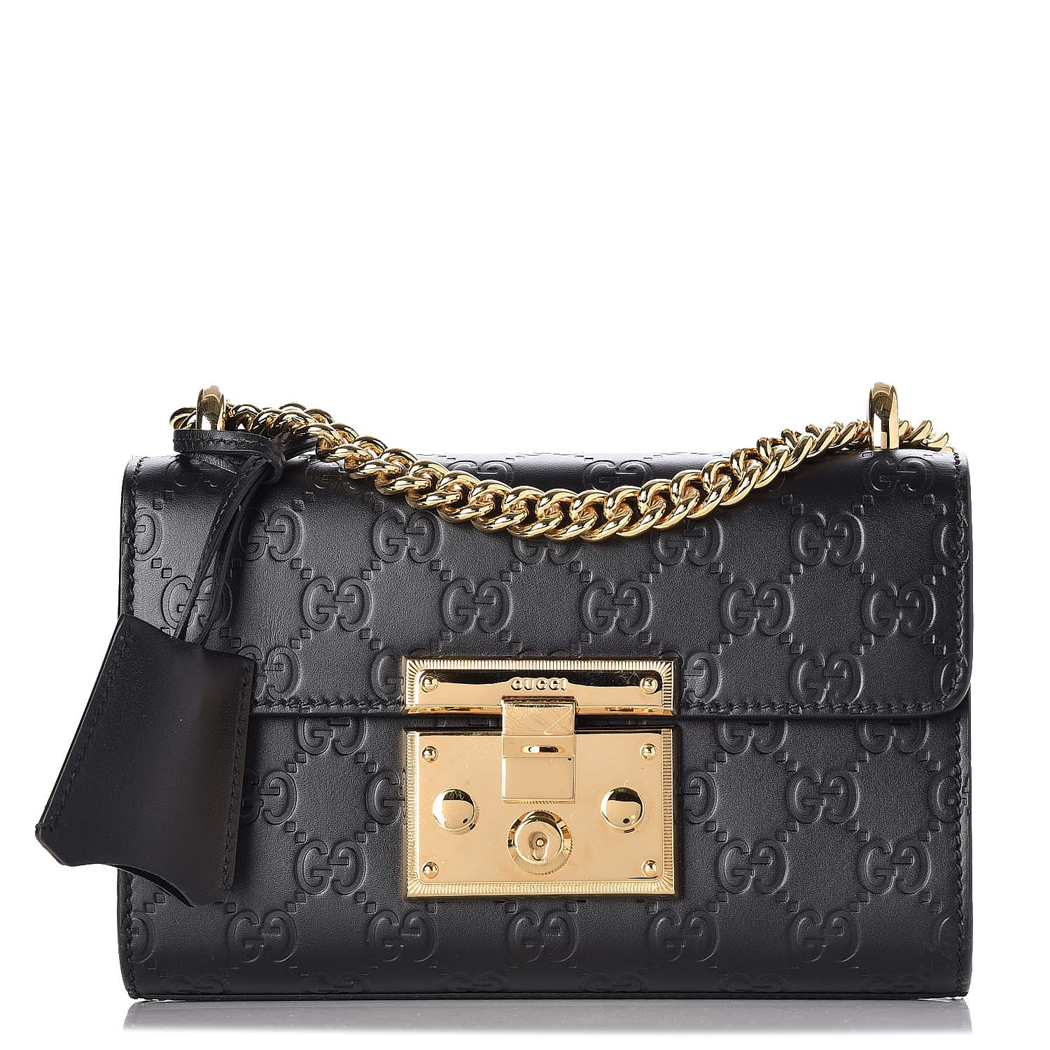 GUCCI Guccissima Small Padlock Shoulder Bag Black 256246