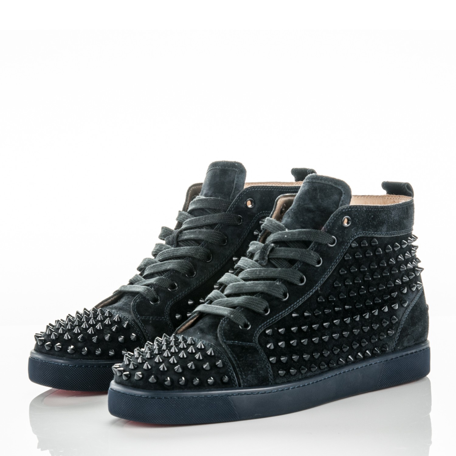 louboutin grey suede spikes