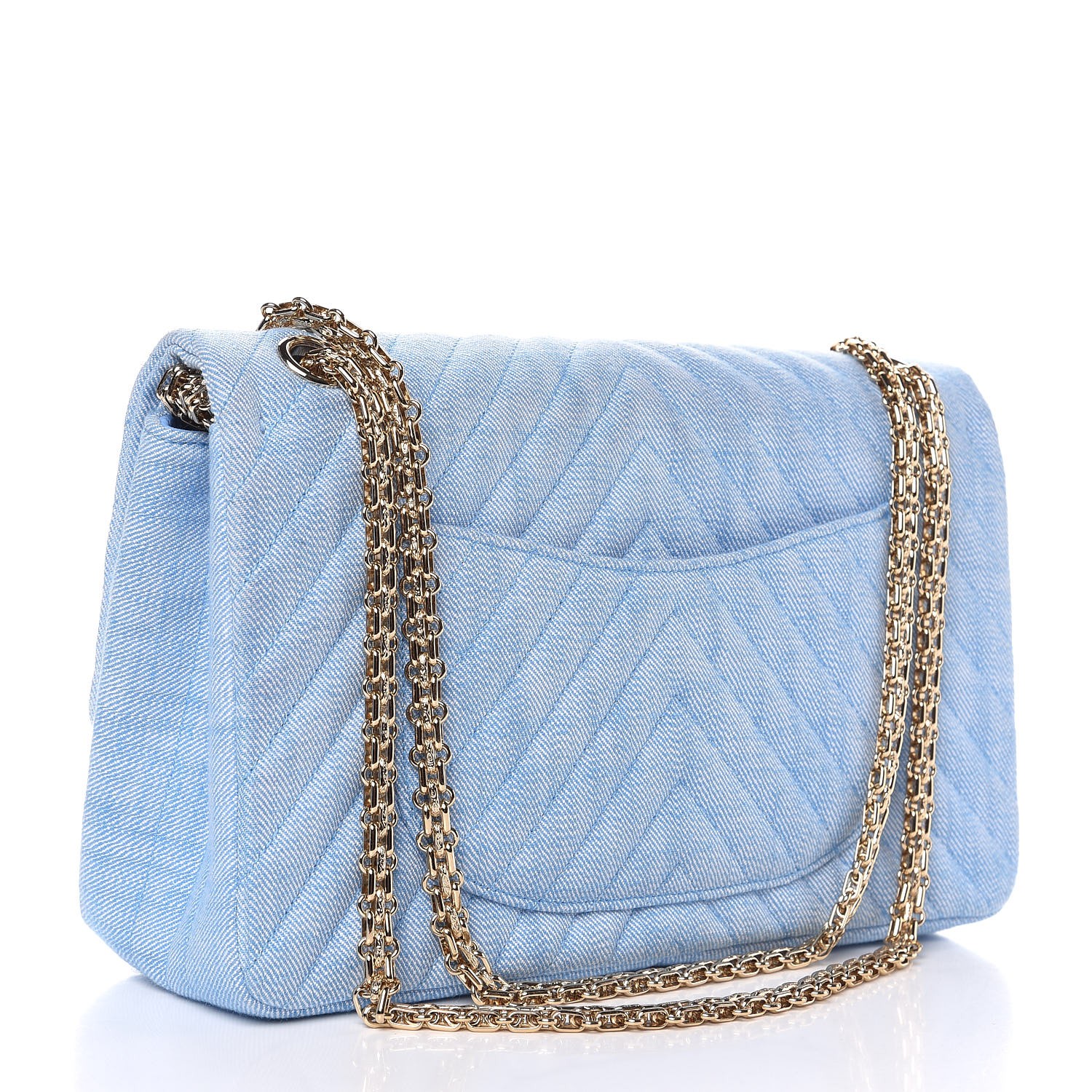 Chanel Denim Chevron Quilted Reissue Flap Light Blue