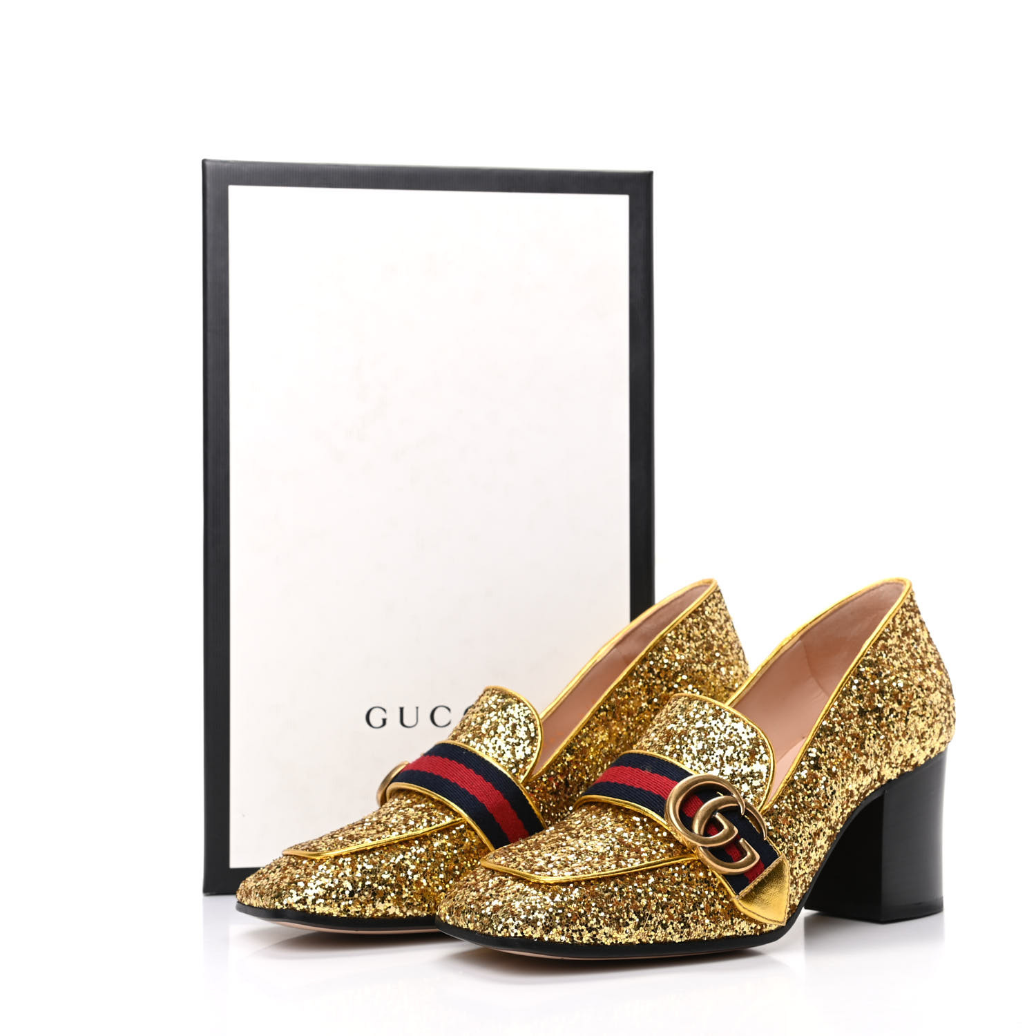 gucci gold marmont pumps