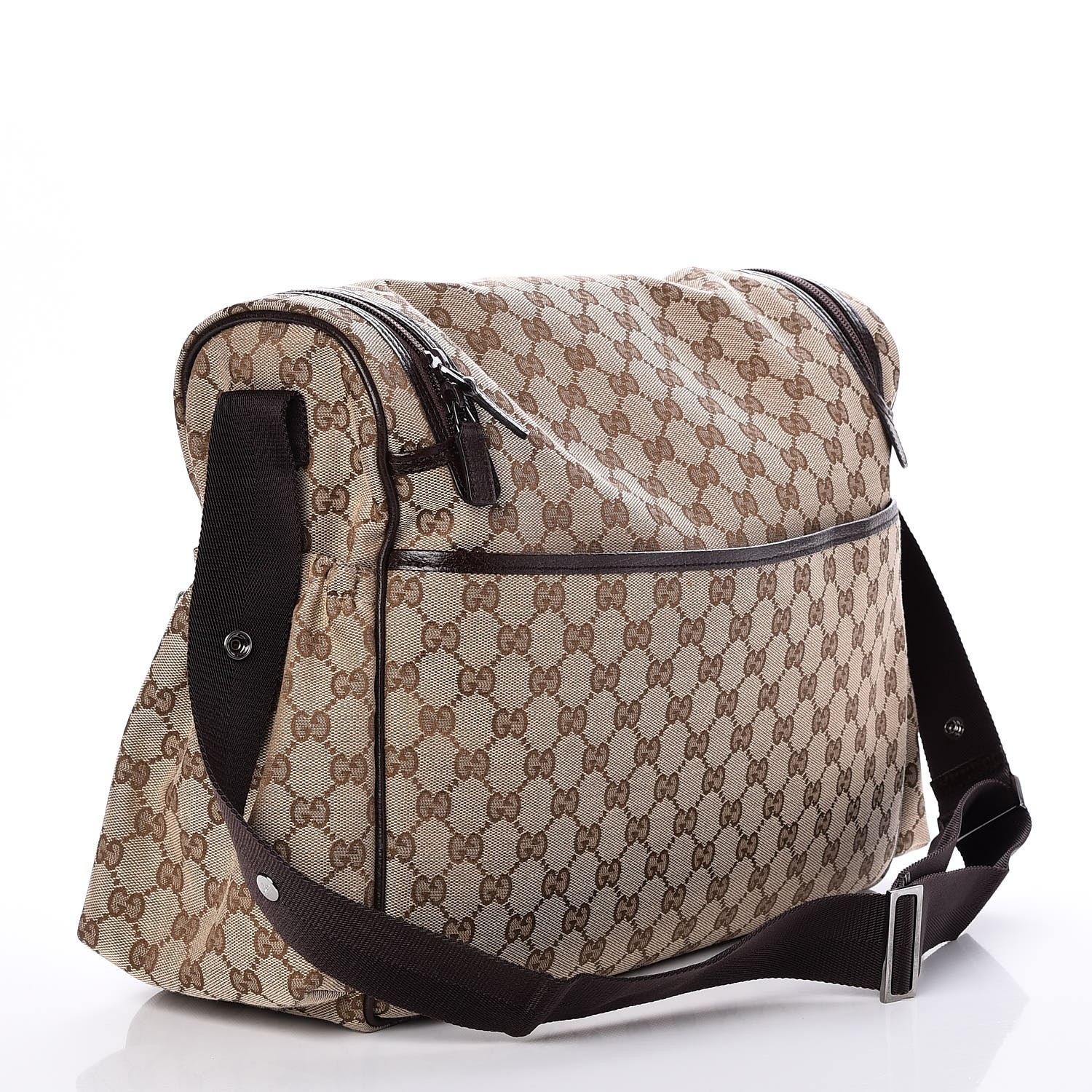 GUCCI Monogram Large Diaper Bag Dark Brown 240533