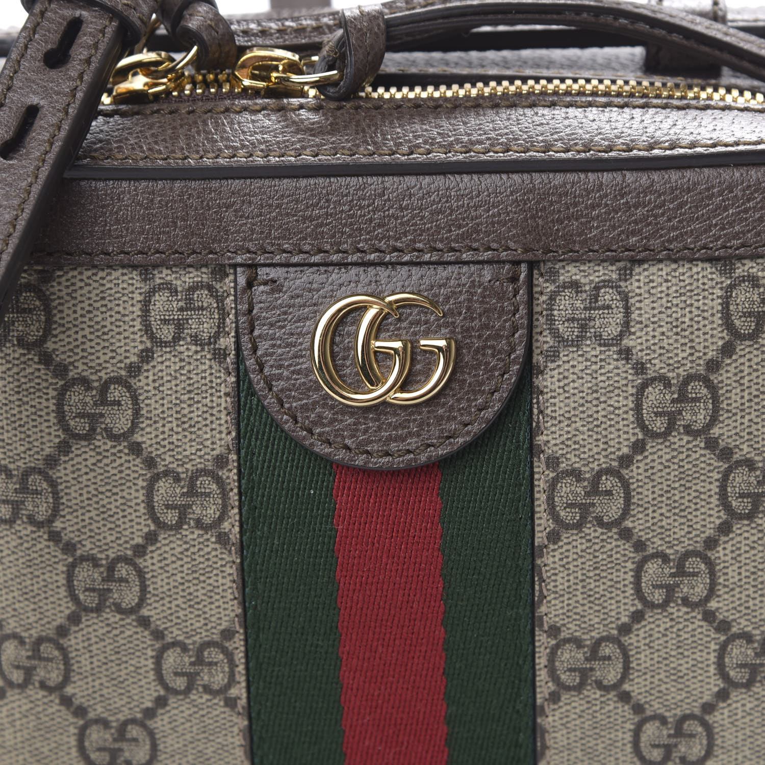 GUCCI GG Supreme Monogram Mini Ophidia Top Handle Bag Brown 579726