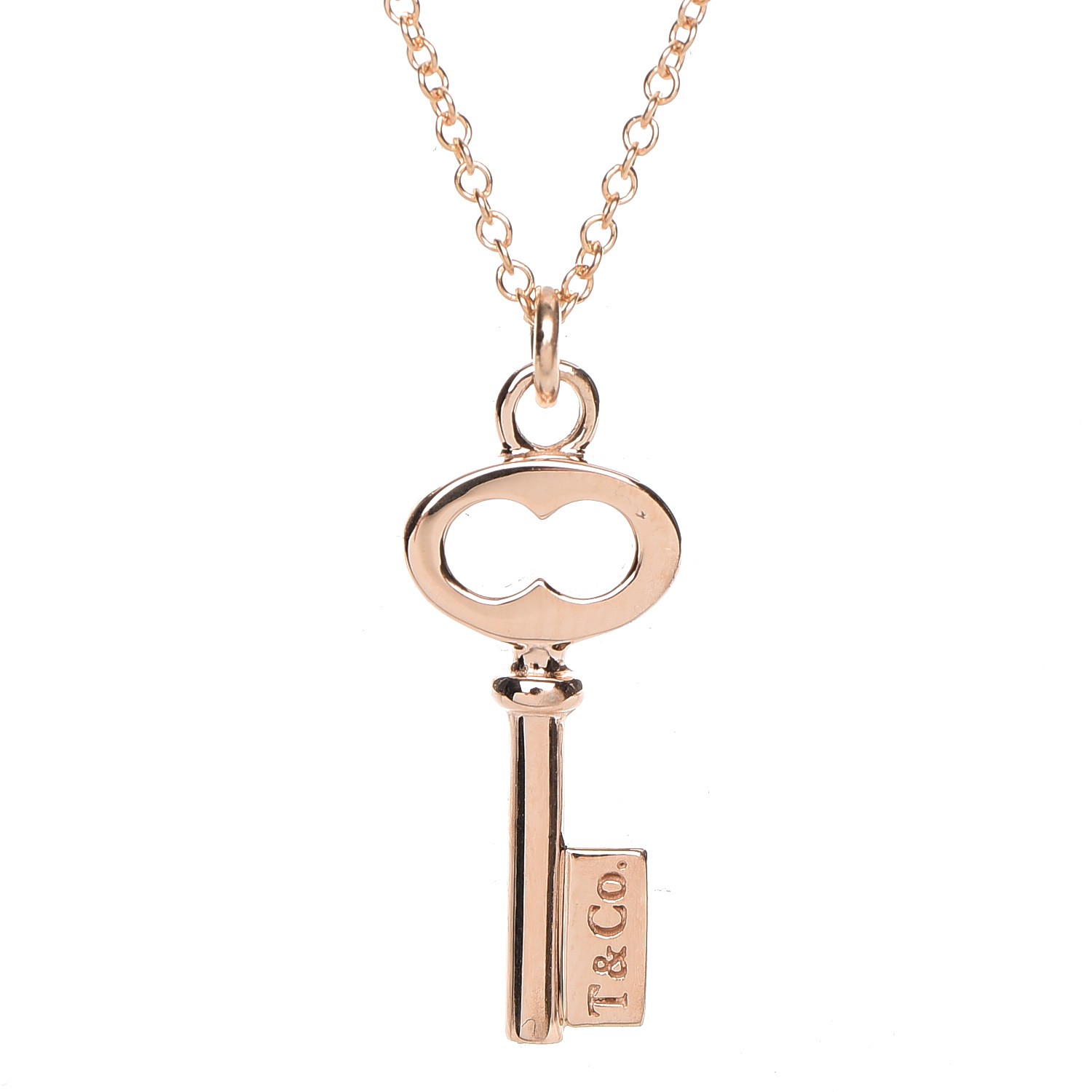 TIFFANY 18K Rose Gold Mini Key Pendant Necklace 221570